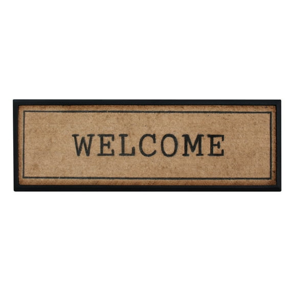 A1HC First Impression Welcome Hand-Crafted Rubber Coir Double Door Mat, 18"X48"