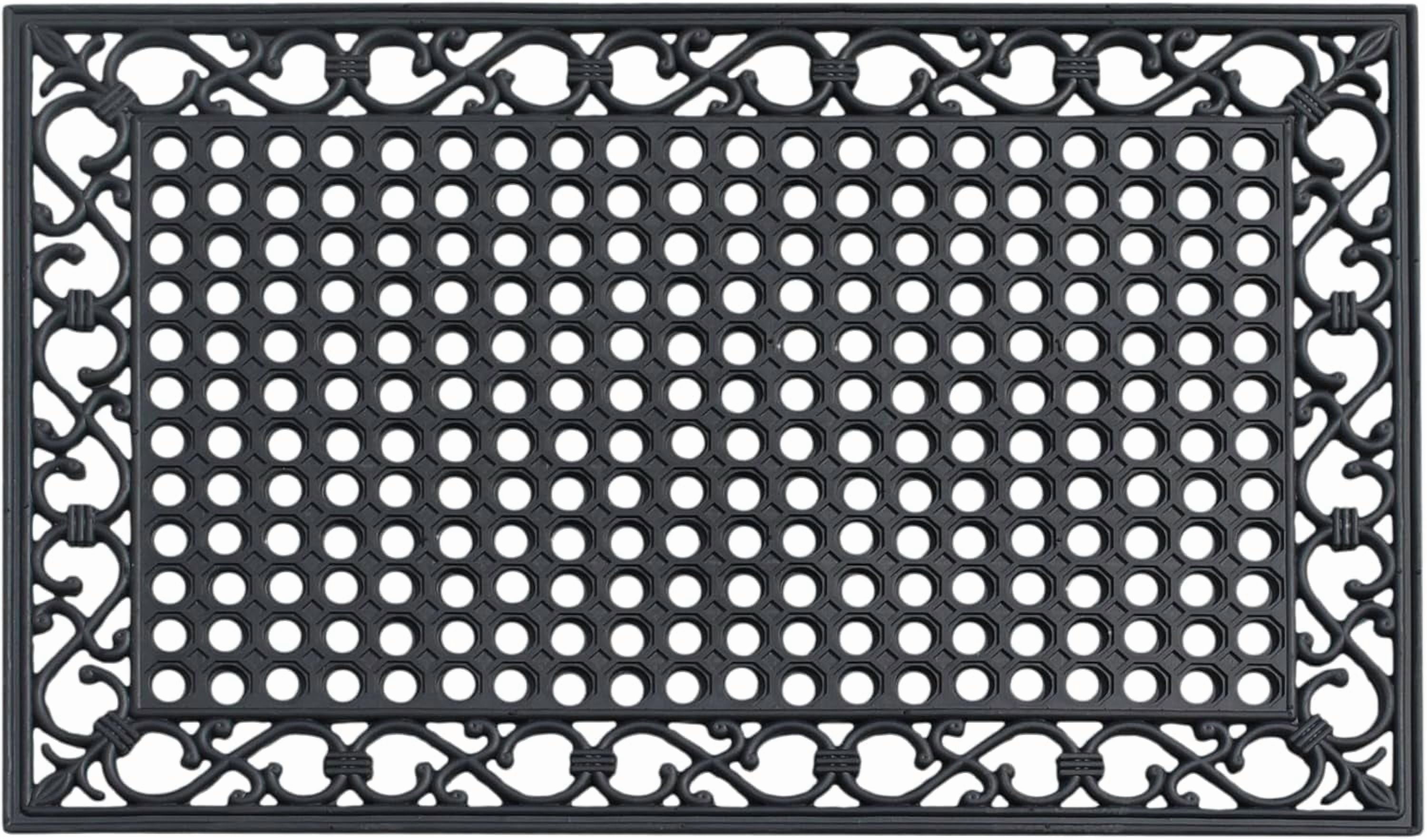A1HC Natural Rubber Outdoor Doormat 24"x36", Heavy Duty Entryway Mat for Outside, Scrapes Dirt, Easy to Clean, Durable Front Door Mats for Patio, Porch, or Busy Areas