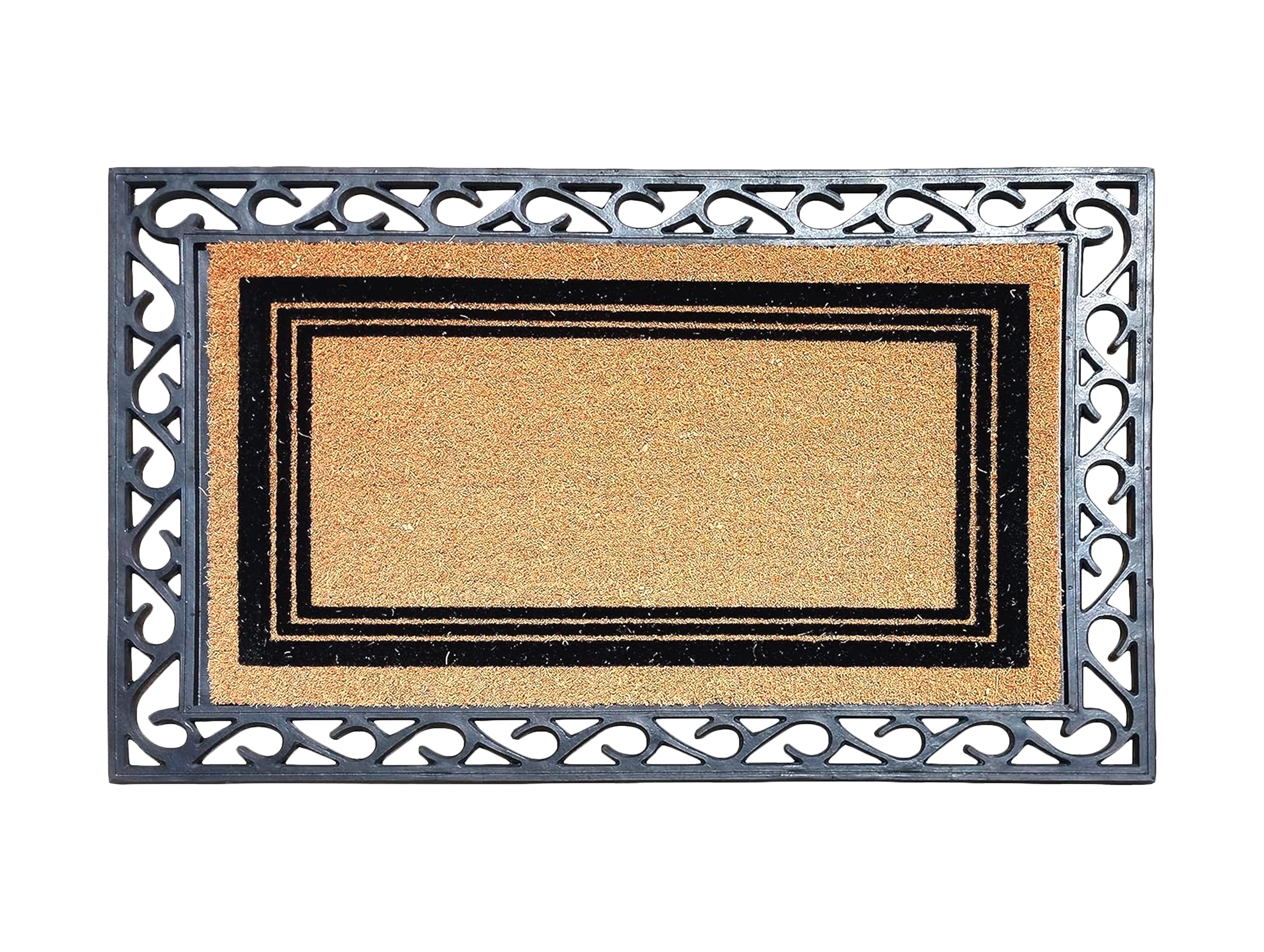 A1HC First Impressions Natural Rubber Coir Doormat for Outdoor and Indoor Entrance Mat 24-inch x 36-inch