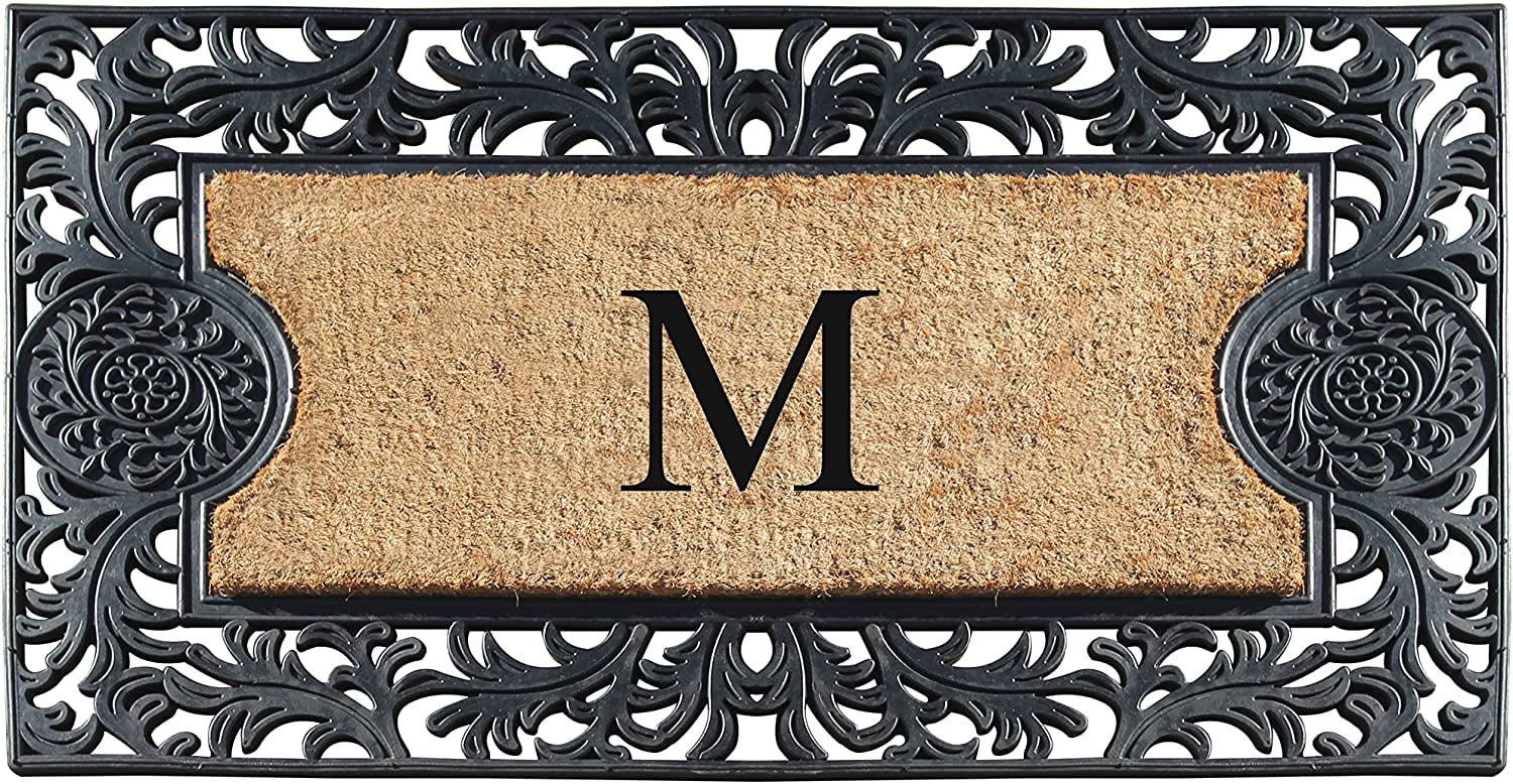 https://i5.walmartimages.com/seo/A1HC-Floral-Border-Rubber-and-Coir-Large-Outdoor-Durable-Monogrammed-M-Doormat-23-X38-Black_113a40d2-c627-4561-acbb-575030b7b36f.d0f0f199b0efe9fff7b2be051eb81804.jpeg