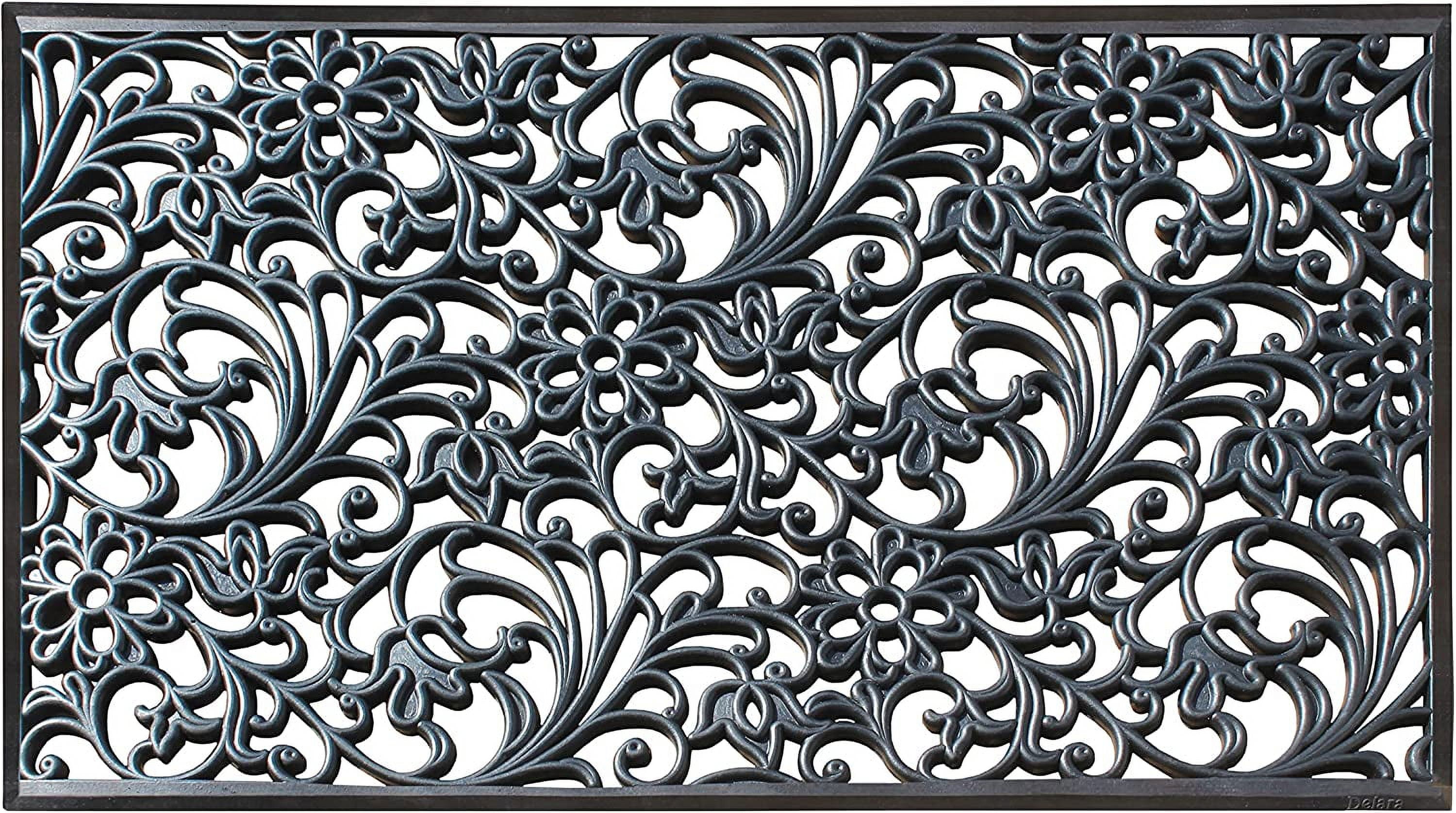 A1HC Floral Paisley Large Outdoor Doormat, Natural Rubber, 30”x48”, Ideal for Outside Entryway, Scrapes Shoes Clean of Dirt & Grime, Heavy Duty Mat for Indoor Outdoor & Busy Areas