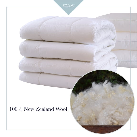 A1HC - GOTS Certified Organic Cotton 100% New Zealand Pure Wool Duvet Inserts 400GSM White