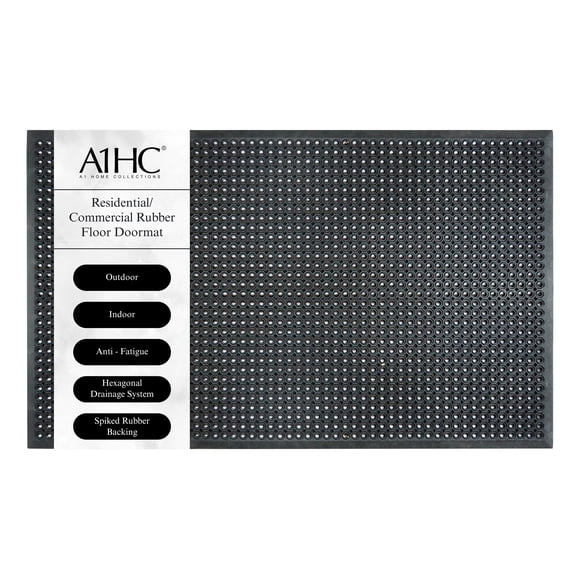 A1HC Heavy-Duty Non-Slip Rubber Extra Drainage Floor Mat, 36"x60", Anti-Fatigue, Honeycomb Drainage, Water-Resistant, Black, for Home & Commercial