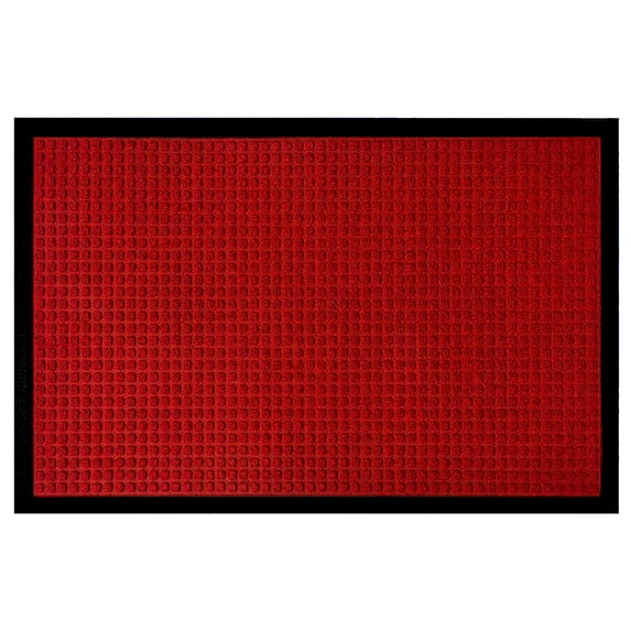 A1HC Indoor Outdoor Mat, Front and Back Entrance Welcome Mats, Front Door Patio Mats 16X24 Inches, Non-Slip Easy Clean Entrance Washable Doormats, Red Waffle