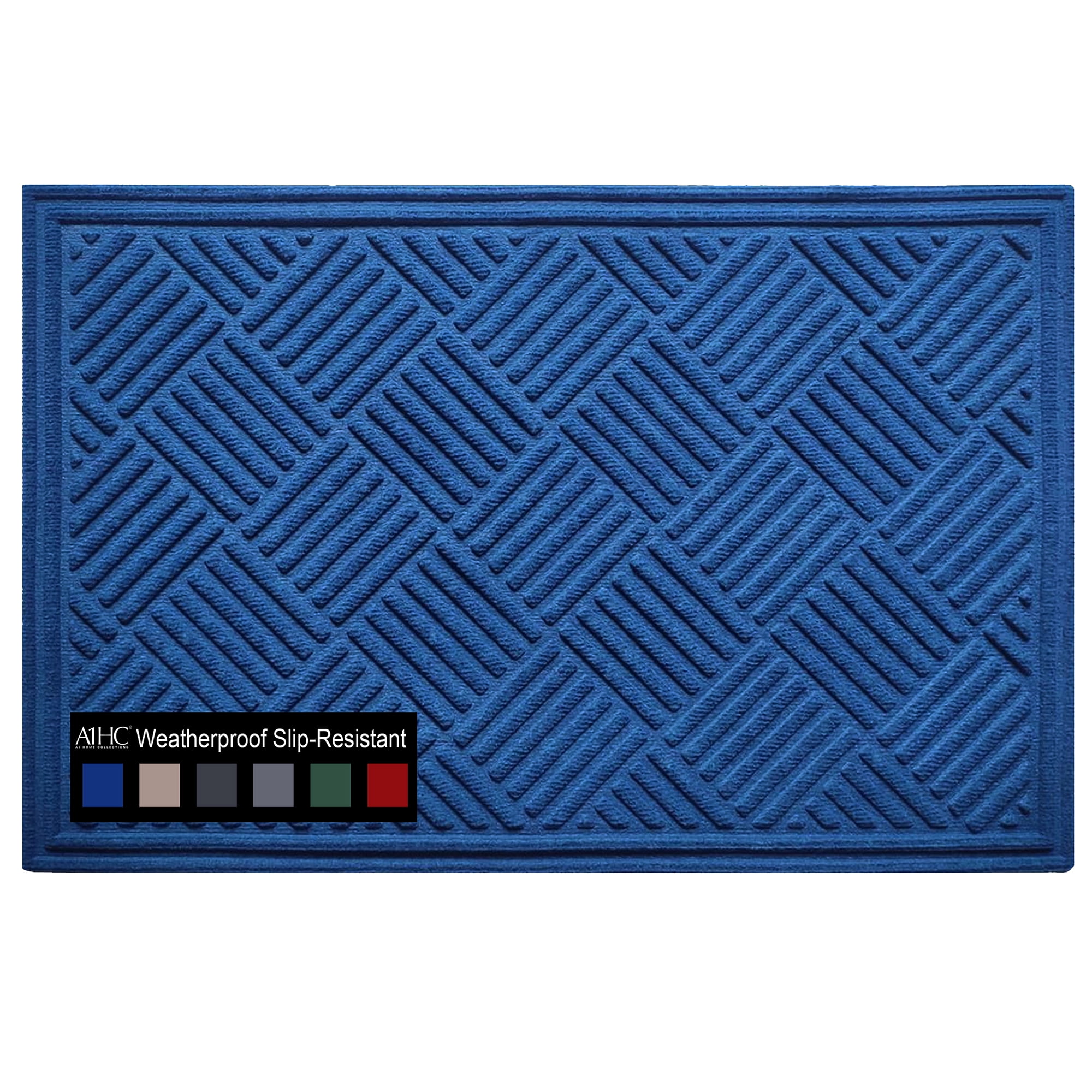 A1HC Indoor Outdoor Mat, Front and Back Entrance Welcome Mats, Front Door Patio Mats 18X30 Inches, Non-Slip Easy Clean Entrance Washable Doormats, Blue