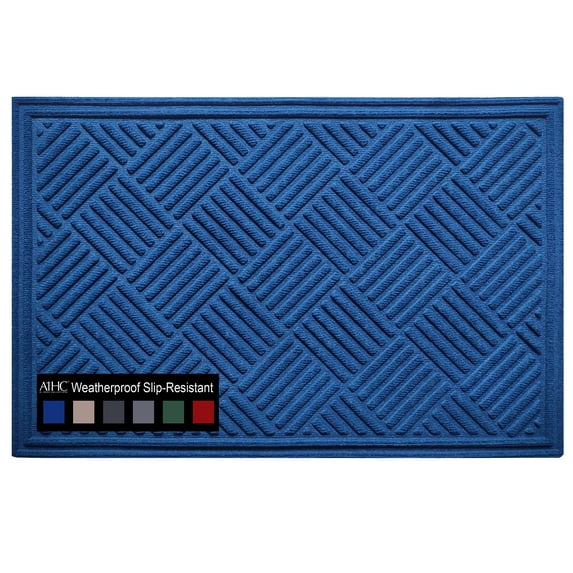 A1HC Indoor Outdoor Mat, Front and Back Entrance Welcome Mats, Front Door Patio Mats 18X30 Inches, Non-Slip Easy Clean Entrance Washable Doormats, Blue