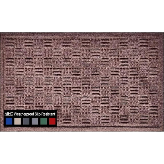 A1HC Indoor Outdoor Mat, Front and Back Entrance Welcome Mats, Front Door Patio Mats 24x36 Inches, Non-Slip Easy Clean Entrance Washable Large Size Doormats, Chocolate Brown