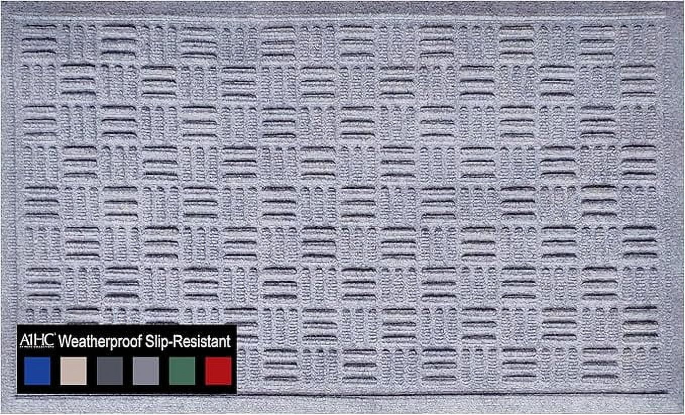 A1HC Indoor Outdoor Mat, Front and Back Entrance Welcome Mats, Front Door Patio Mats 24x36 Inches, Non-Slip Easy Clean Entrance Washable Large Size Doormats, Light Grey