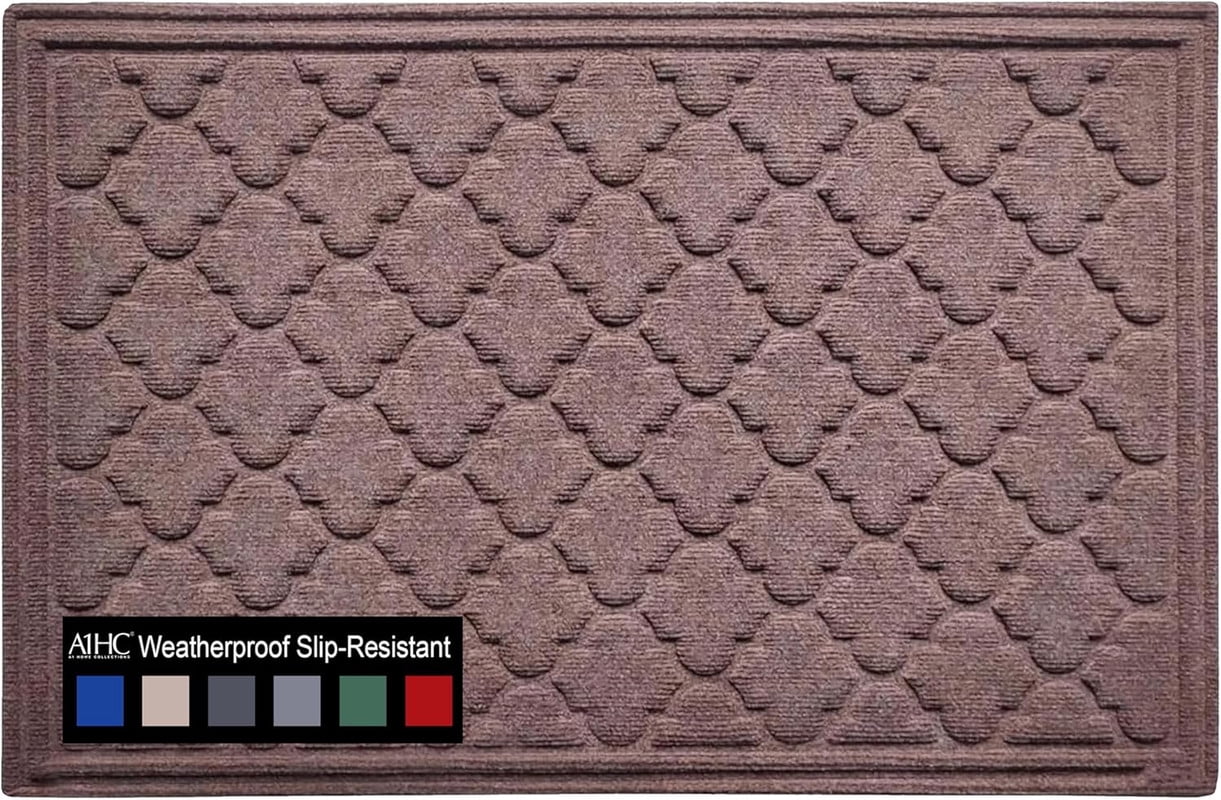 A1HC Indoor Outdoor Mat, Front and Back Entrance Welcome Mats, Front Door Patio Mats 24x36 Inches, Non-Slip Easy Clean Entrance Washable Large Size Doormats, Chocolate Brown