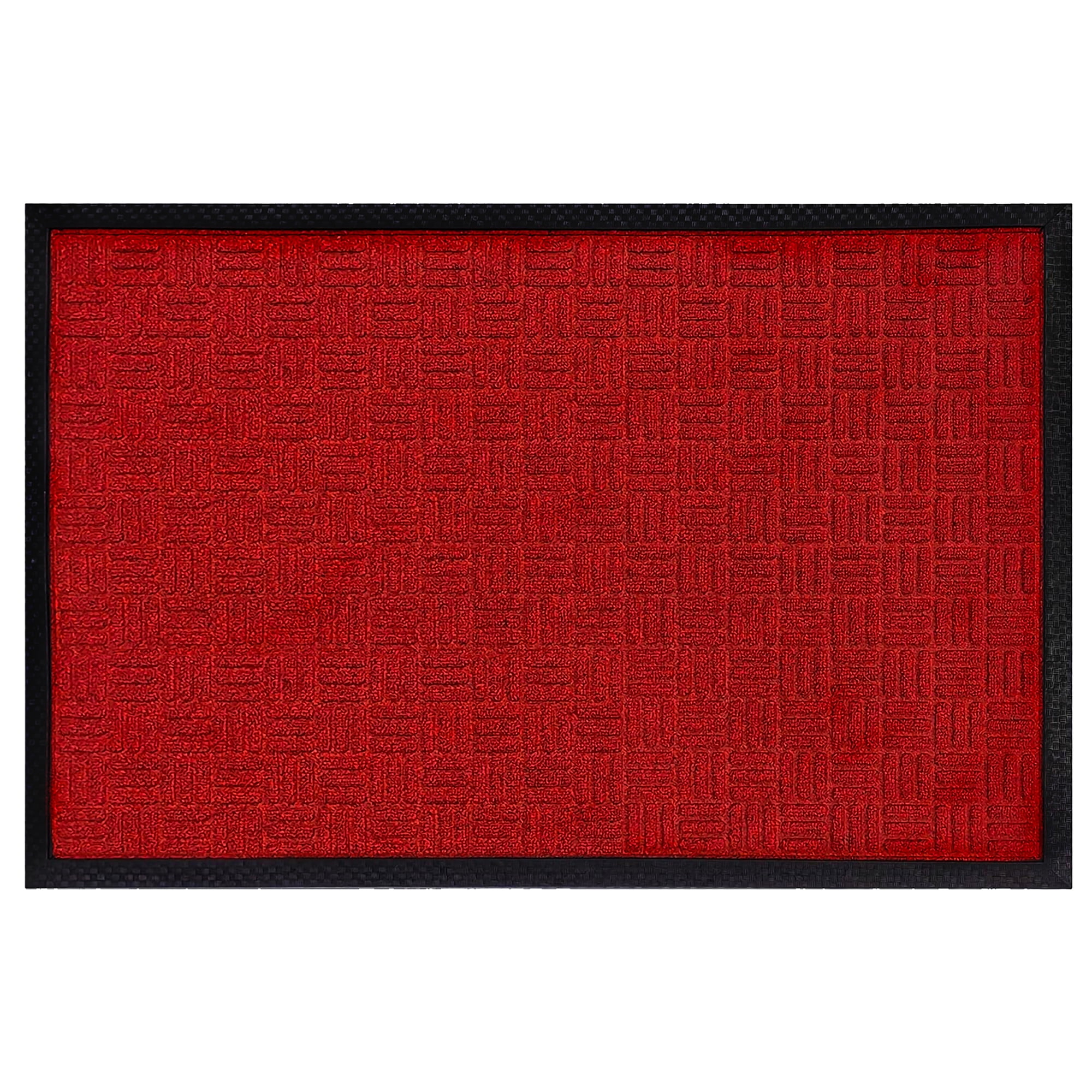 A1HC Indoor Outdoor Mat, Front and Back Entrance Welcome Mats, Front Door Patio Mats 32X48 Inches, Non-Slip Easy Clean Entrance Washable Large Size Doormats, Red Criss Cross