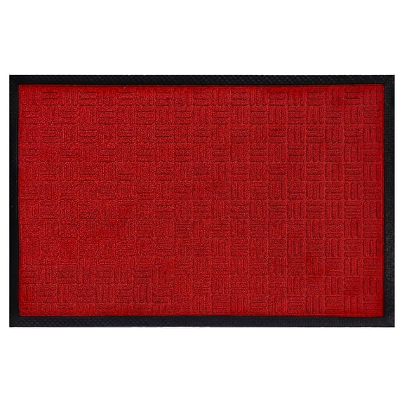 A1HC Indoor Outdoor Mat, Front and Back Entrance Welcome Mats, Front Door Patio Mats 36X60 Inches, Non-Slip Easy Clean Entrance Washable Large Size Doormats, Red Criss Cross