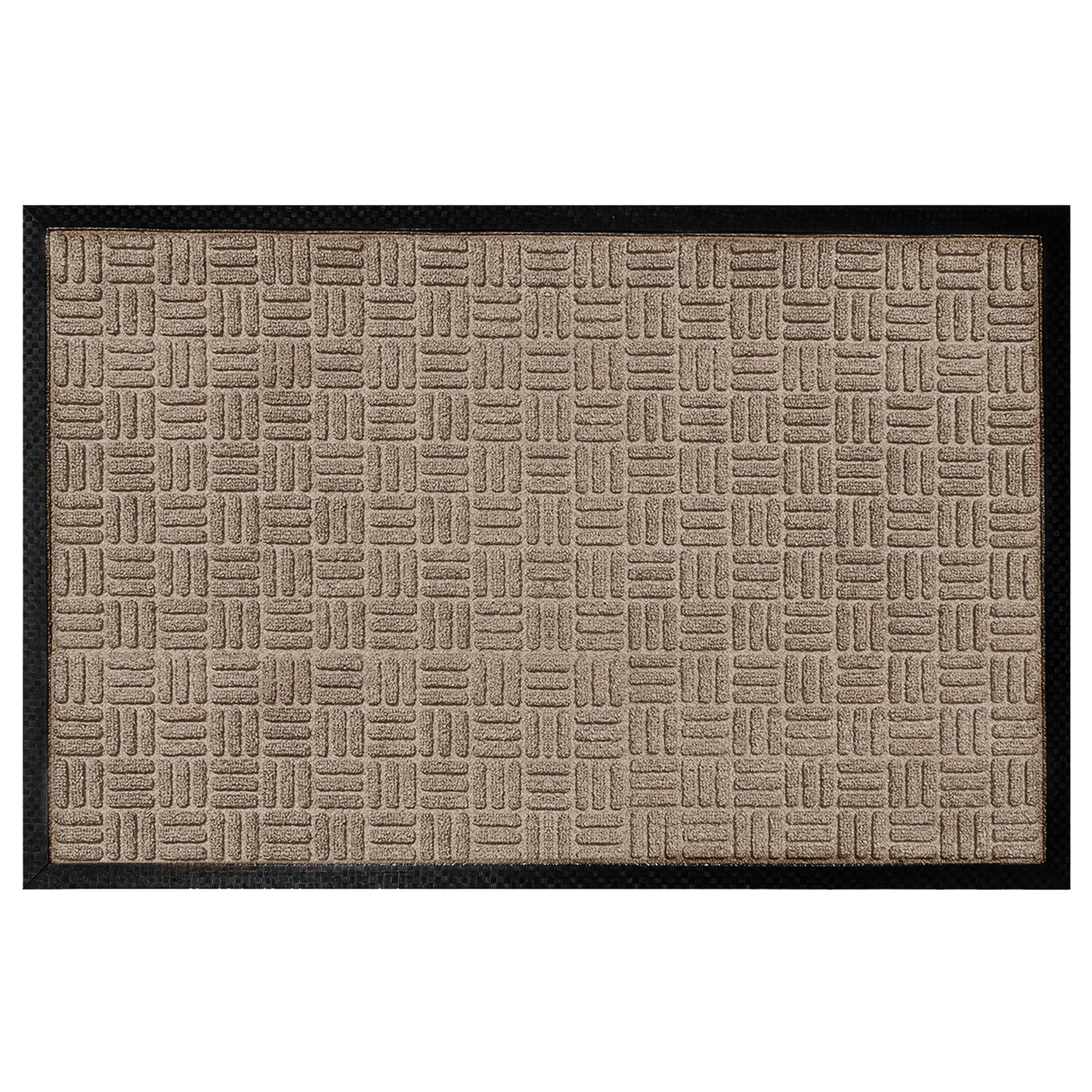 A1HC Indoor Outdoor Mat, Front and Back Entrance Welcome Mats, Front Patio Mats 24x36 Inches, Non-Slip Easy Clean Entrance Washable Large Size Doormat, Beige Criss Cross