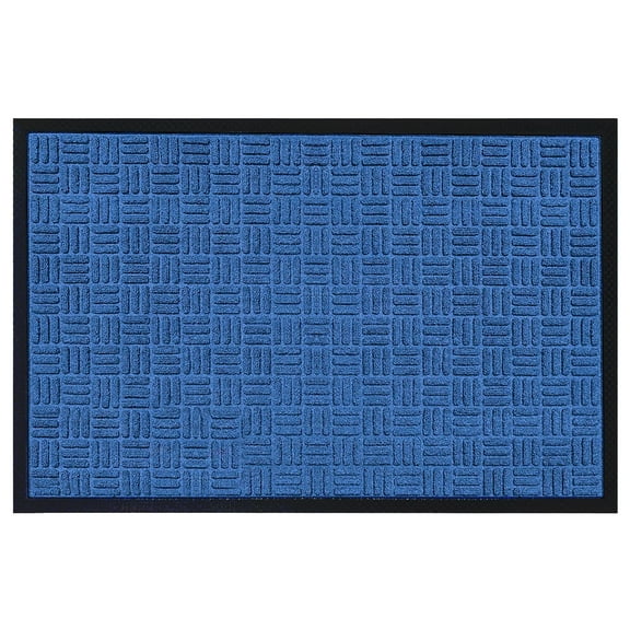 A1HC Indoor Outdoor Mat, Front and Back Entrance Welcome Mats, Front Patio Mats 24x36 Inches, Non-Slip Easy Clean Entrance Washable Large Size Doormats, Blue Criss Cross