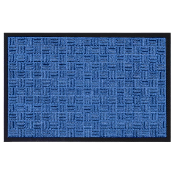 A1HC Indoor Outdoor Mat, Front and Back Entrance Welcome Mats, Front Patio Mats 32X48 Inches, Non-Slip Easy Clean Entrance Washable Large Size Doormats, Blue Criss Cross