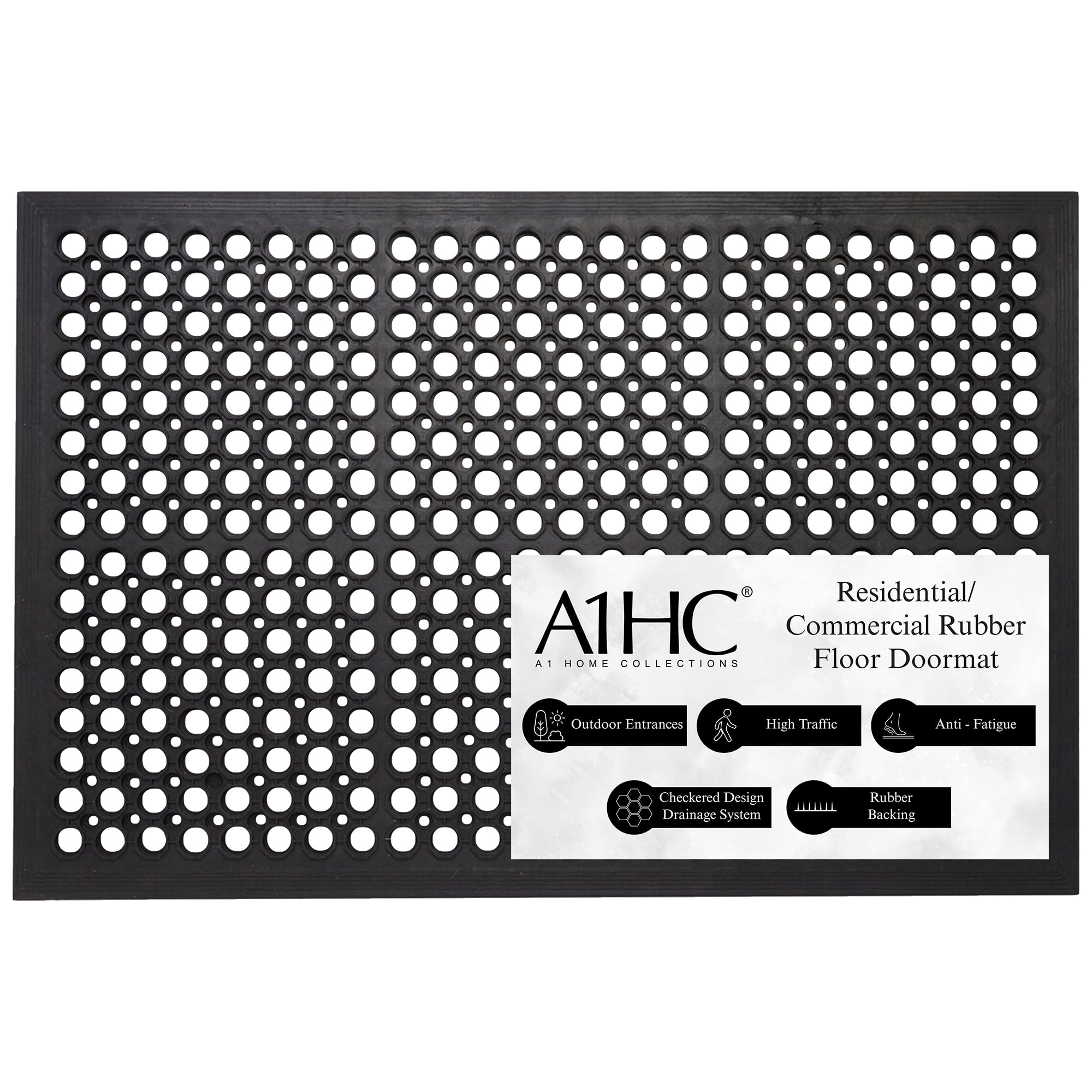 A1HC Indoor Outdoor Mat, Front and Back Entrance Welcome Mats, Large Front Door Patio Mats 24x36 Inches, Non-Slip Easy Clean Entrance Washable Large Size Doormats, Black