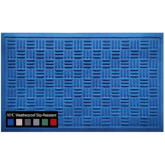 A1HC Indoor Outdoor Mat, Front and Back Entrance Welcome Mats, Large Front Door Patio Mats 24x36 Inches, Non-Slip Easy Clean Entrance Washable Large Size Doormats, Blue