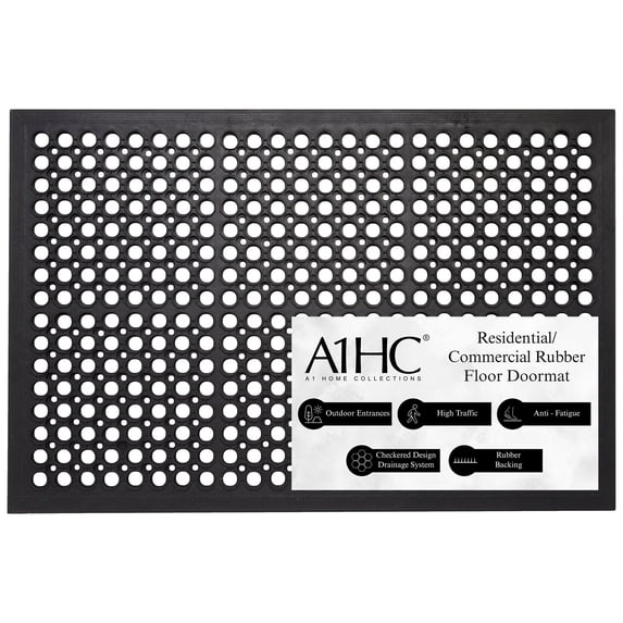 A1HC Indoor Outdoor Mat, Front and Back Entrance Welcome Mats, Large Front Door Patio Mats 32X47 Inches, Non-Slip Easy Clean Entrance Washable Large Size Doormats, Black