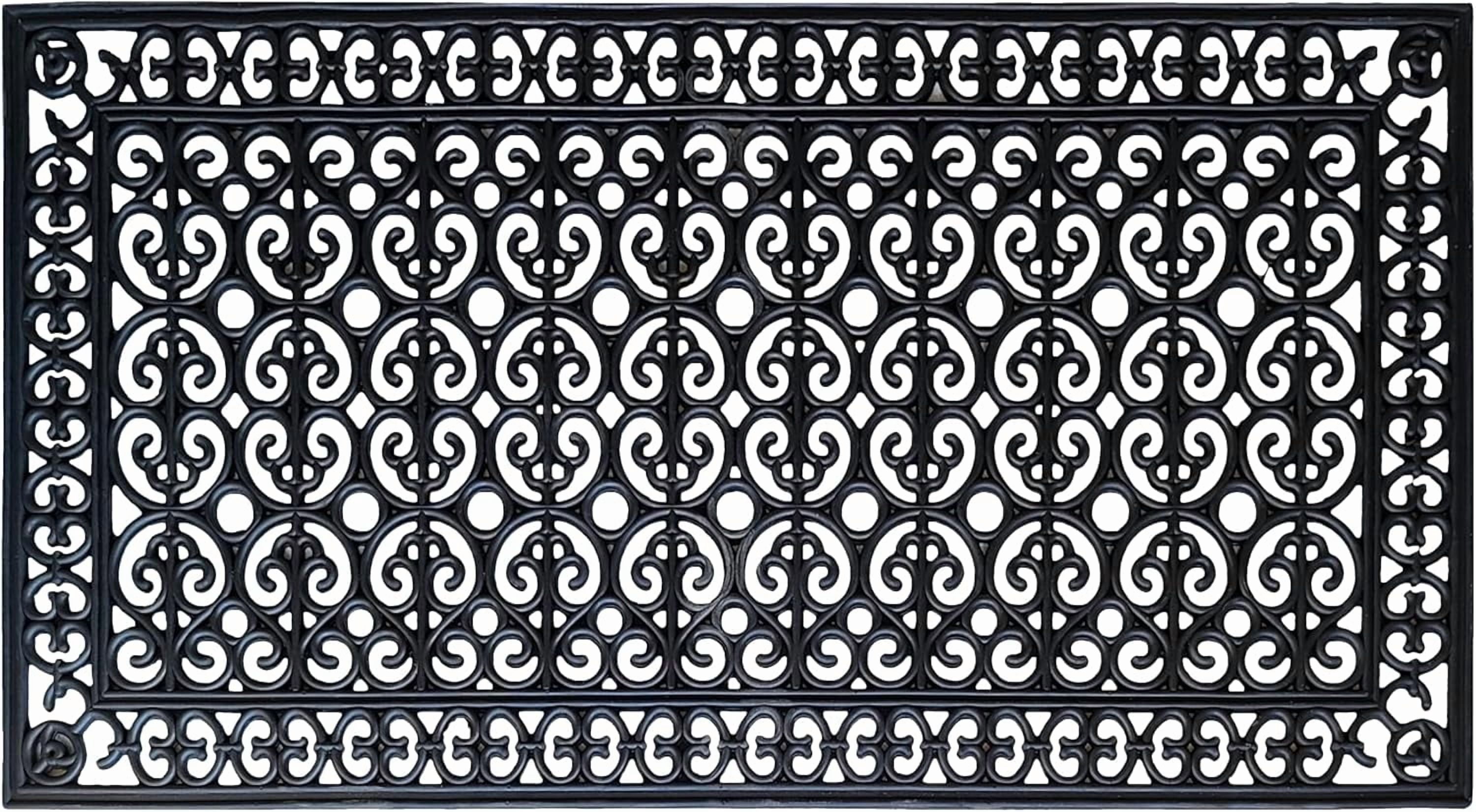 A1HC Heavy Duty Rubber Grill Doormat 30"x60", Black Estate, Scrapes Dirt & Grime, Indoor Outdoor Front Door Mat for Entry & Patio
