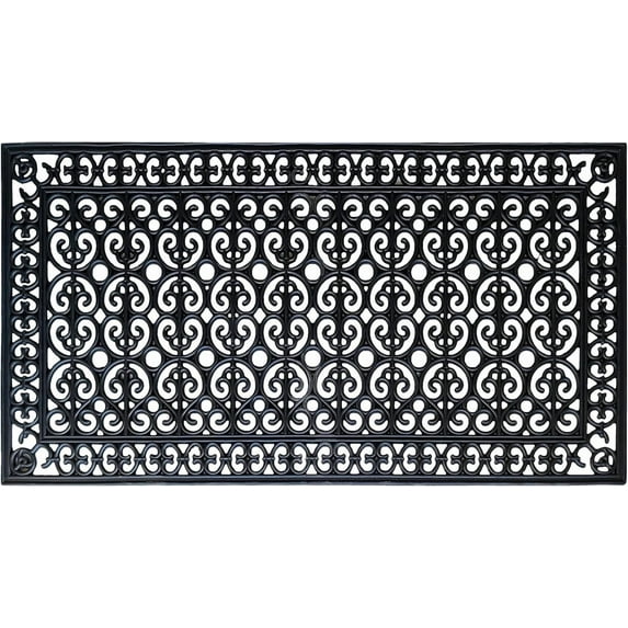 A1HC Heavy Duty Rubber Grill Doormat 30"x60", Black Estate, Scrapes Dirt & Grime, Indoor Outdoor Front Door Mat for Entry & Patio