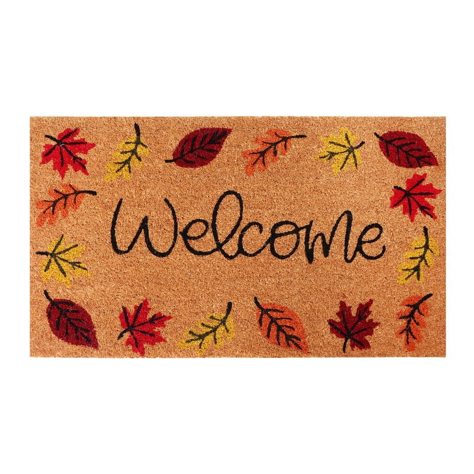 A1HC Natural Coco Coir Doormat, Autumn Leaves, 18"x30", Durable Outdoor Welcome Mat, Non-Slip, Easy to Clean, Pet Friendly