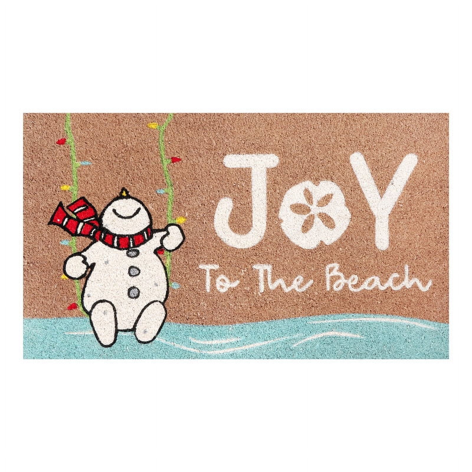 Coastal Christmas White Coir Outdoor Door Mat 18" x 30"
