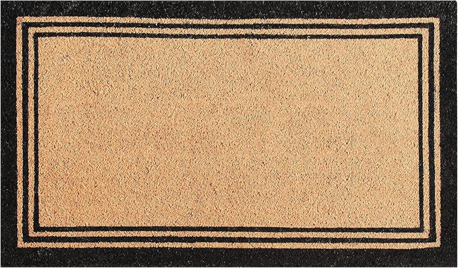 A1HC Natural Coir Doormat With Classic Border Heavy Duty PVC Backing,0.75 Inch Pile Height, Natural Color, Boot Scrapper, Outdoor Doormat (18" X 30")