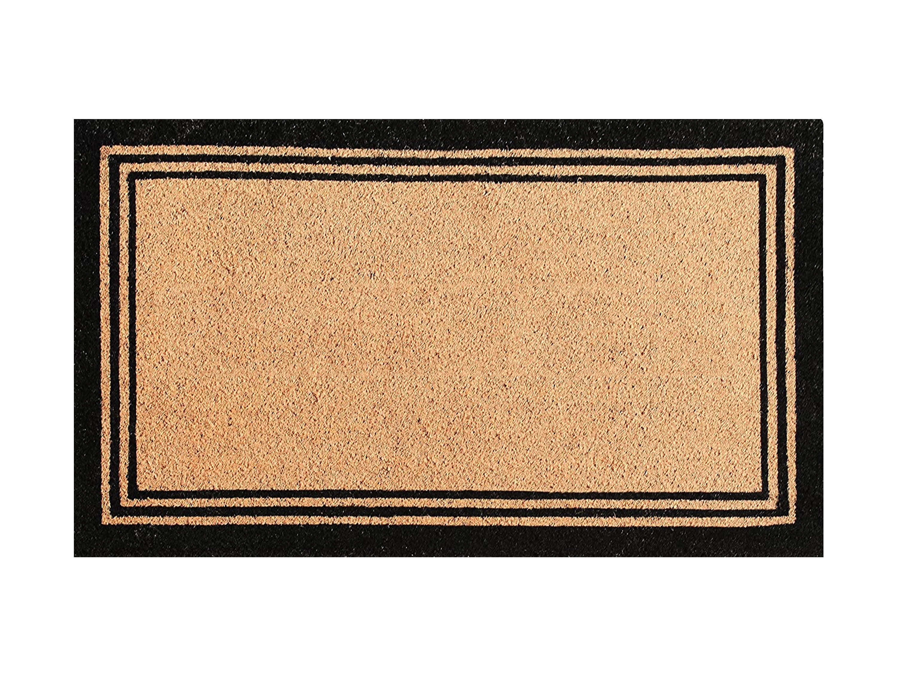 A1HC Natural Coir Doormat With Classic Border Heavy Duty PVC Backing,0.75 Inch Pile Height, Natural Color, Boot Scrapper, Outdoor Doormat (24" X 39")