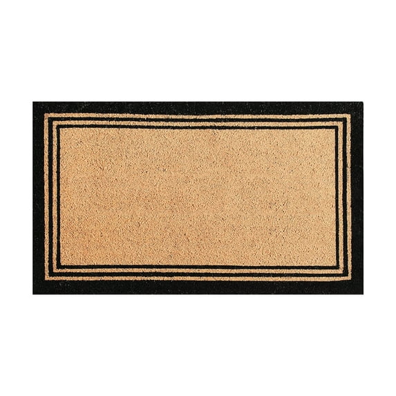 A1HC Natural Coir Doormat With Classic Border Heavy Duty PVC Backing,0.75 Inch Pile Height, Natural Color, Boot Scrapper, Outdoor Doormat (24" X 39")