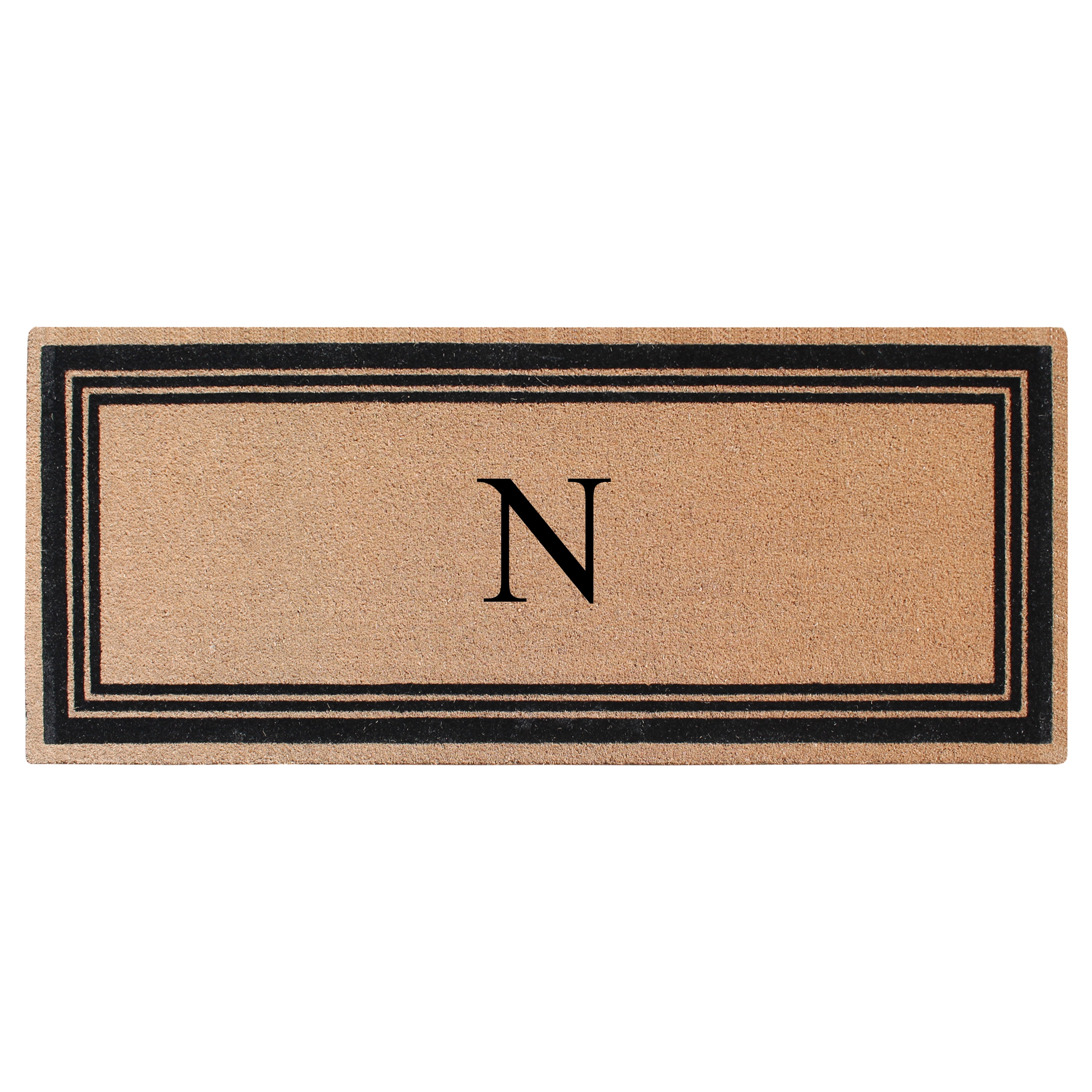 A1HC Natural Coir Flock Monogrammed Door Mat for Front Door, 24x57, Anti-Shed Treated Durable Doormat Outdoor Entrance, Heavy Duty, Thin Profile, Easy to Clean, Long Lasting, Front Door Entry Doormat