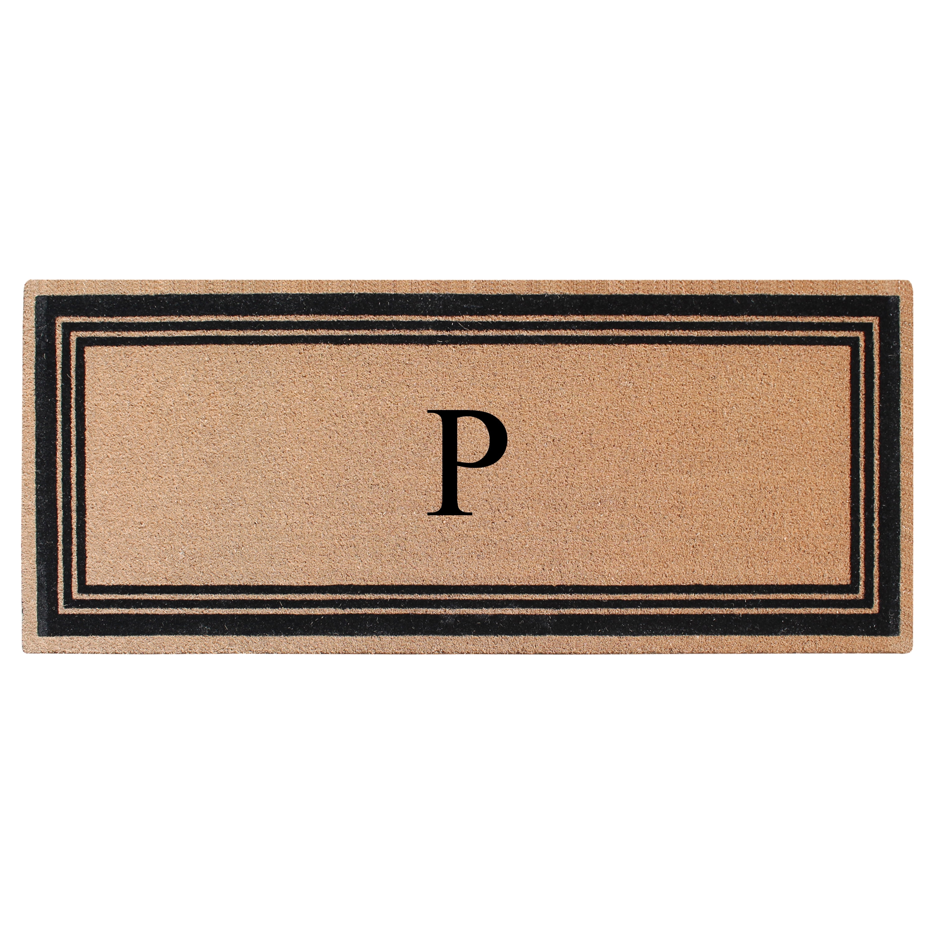 A1HC Natural Coir Flock Monogrammed Door Mat for Front Door, 24x57, Anti-Shed Treated Durable Doormat Outdoor Entrance, Heavy Duty, Thin Profile, Easy to Clean, Long Lasting, Front Door Entry Doormat