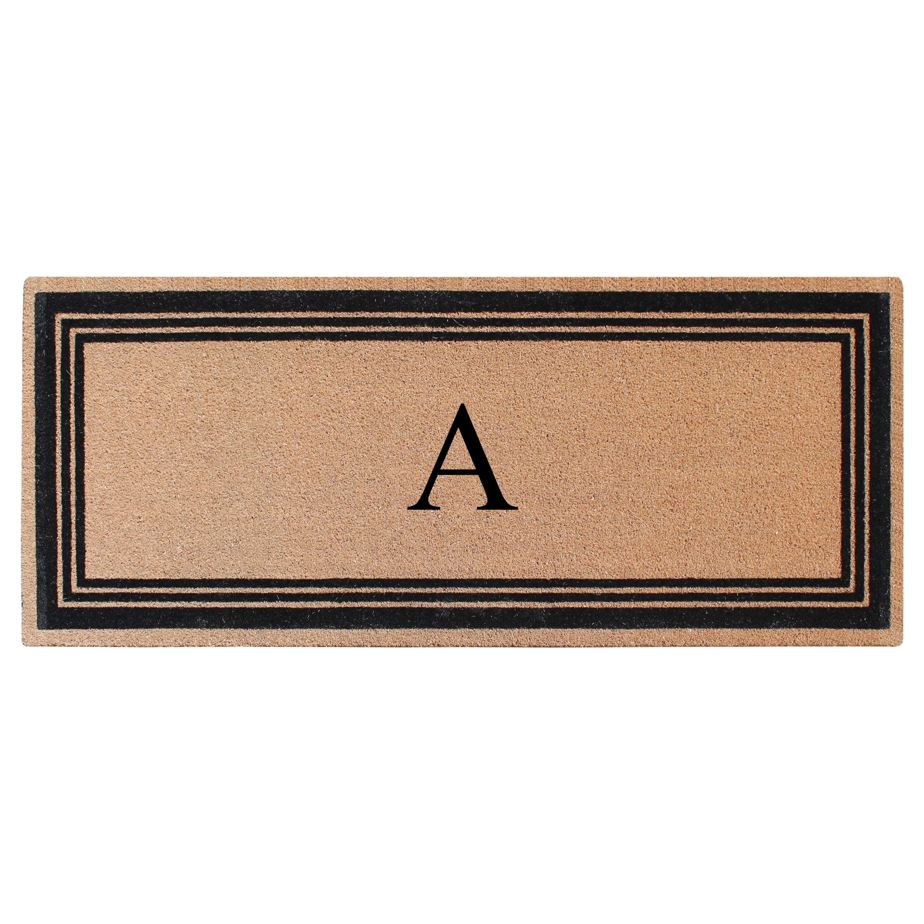 A1HC Natural Coir Flock Monogrammed Door Mat for Front Door, 24x57, Anti-Shed Treated Durable Doormat Outdoor Entrance, Heavy Duty, Thin Profile, Easy to Clean, Long Lasting, Front Door Entry Doormat