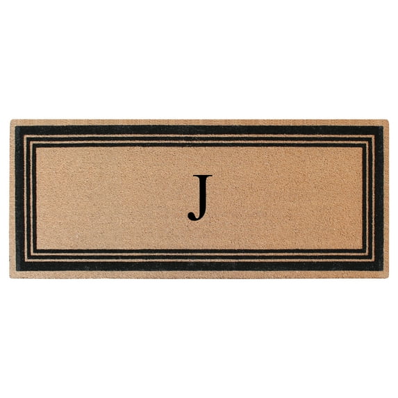 A1HC Natural Coir Flock Monogrammed Door Mat for Front Door, 24x57, Anti-Shed Treated Durable Doormat Outdoor Entrance, Heavy Duty, Thin Profile, Easy to Clean, Long Lasting, Front Door Entry Doormat