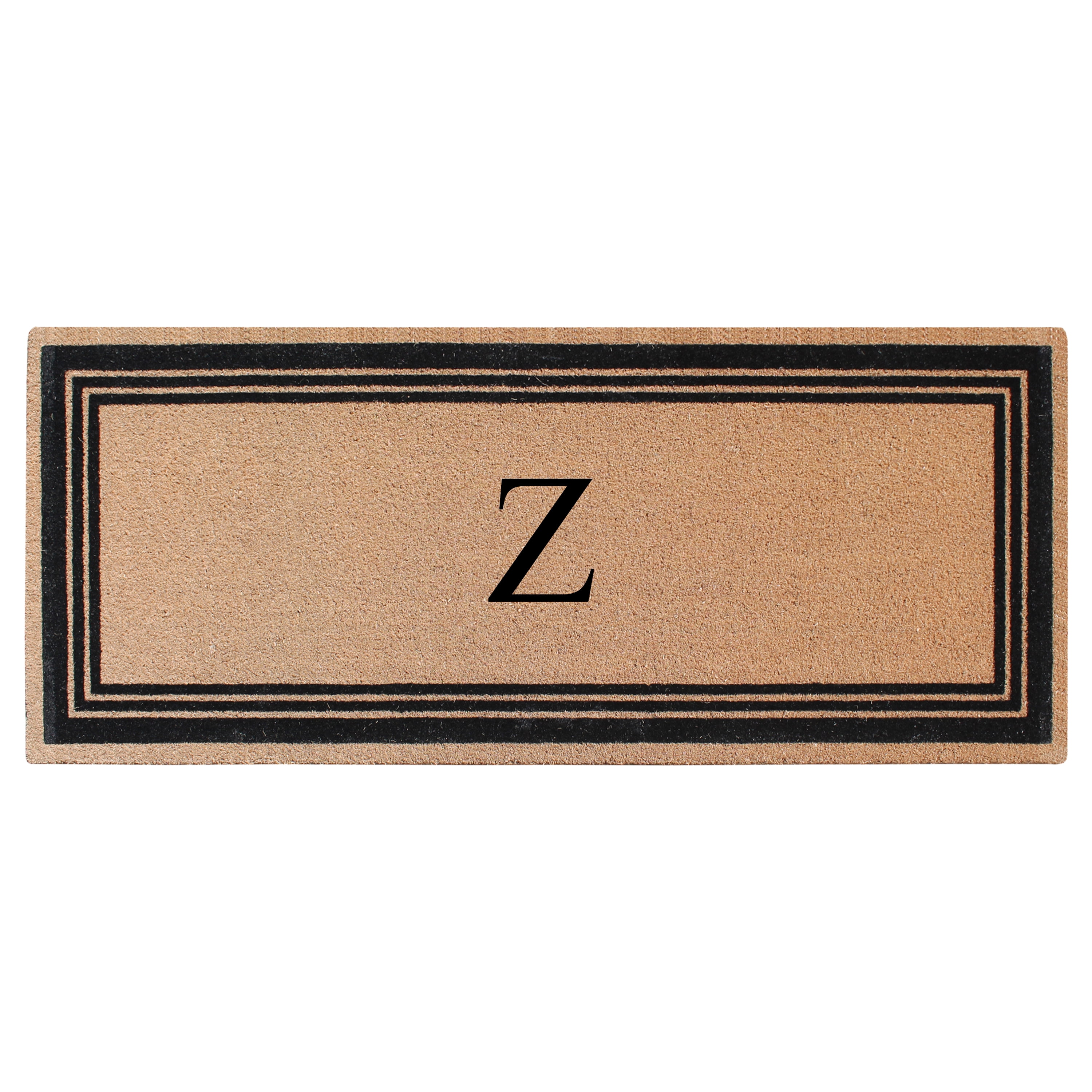 A1HC Natural Coir Flock Monogrammed Door Mat for Front Door, 24x57, Anti-Shed Treated Durable Doormat Outdoor Entrance, Heavy Duty, Thin Profile, Easy to Clean, Long Lasting, Front Door Entry Doormat