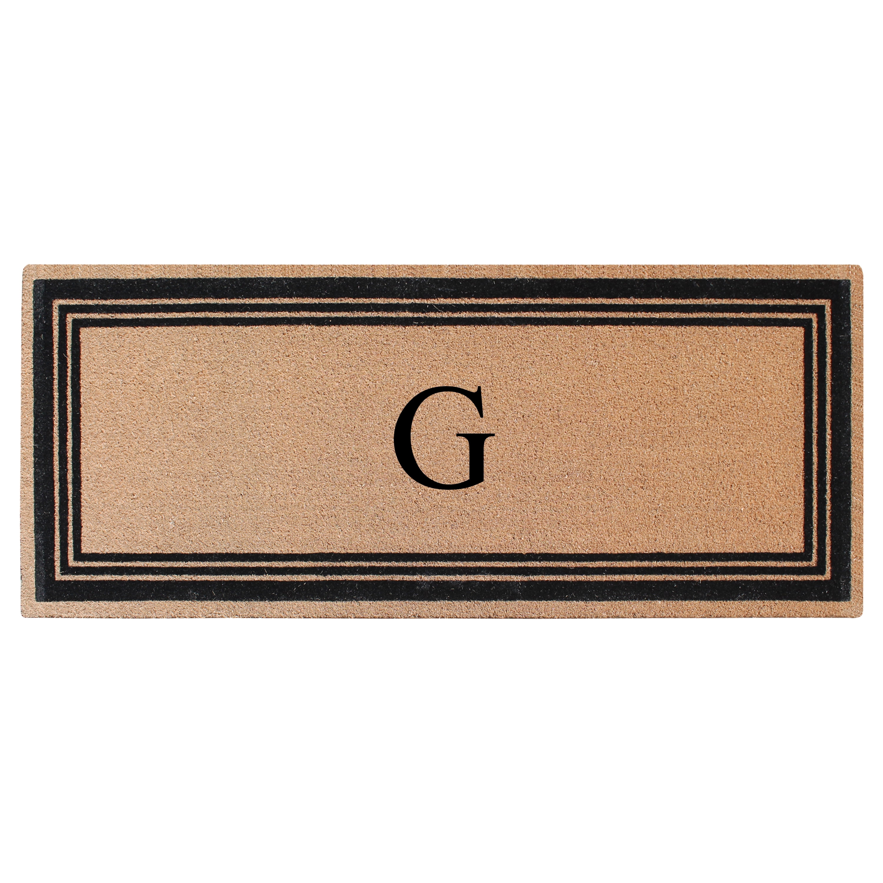 A1HC Natural Coir Flock Monogrammed Door Mat for Front Door, 24x57, Anti-Shed Treated Durable Doormat Outdoor Entrance, Heavy Duty, Thin Profile, Easy to Clean, Long Lasting, Front Door Entry Doormat