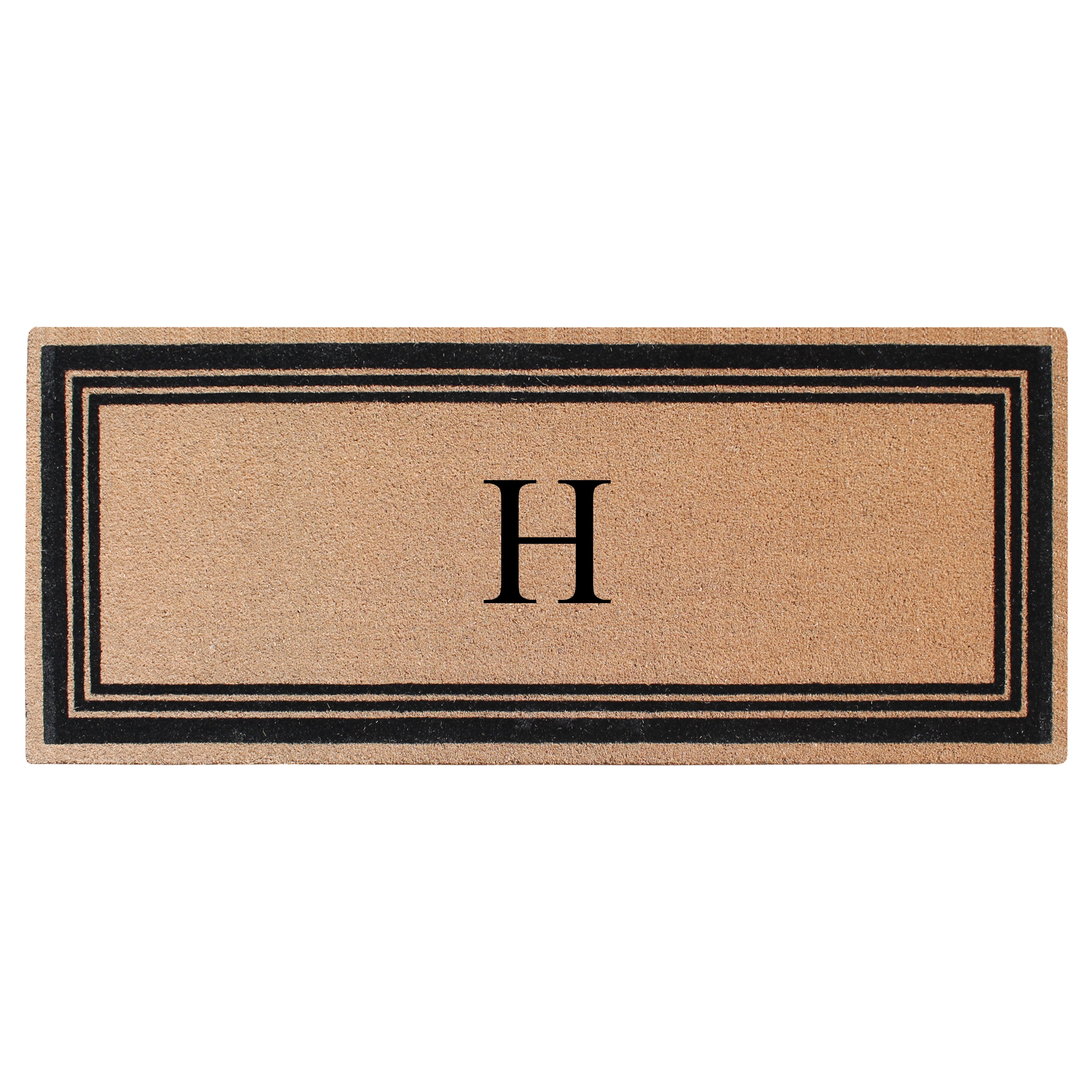 A1HC Natural Coir Flock Monogrammed Door Mat for Front Door, 24x57, Anti-Shed Treated Durable Doormat Outdoor Entrance, Heavy Duty, Thin Profile, Easy to Clean, Long Lasting, Front Door Entry Doormat