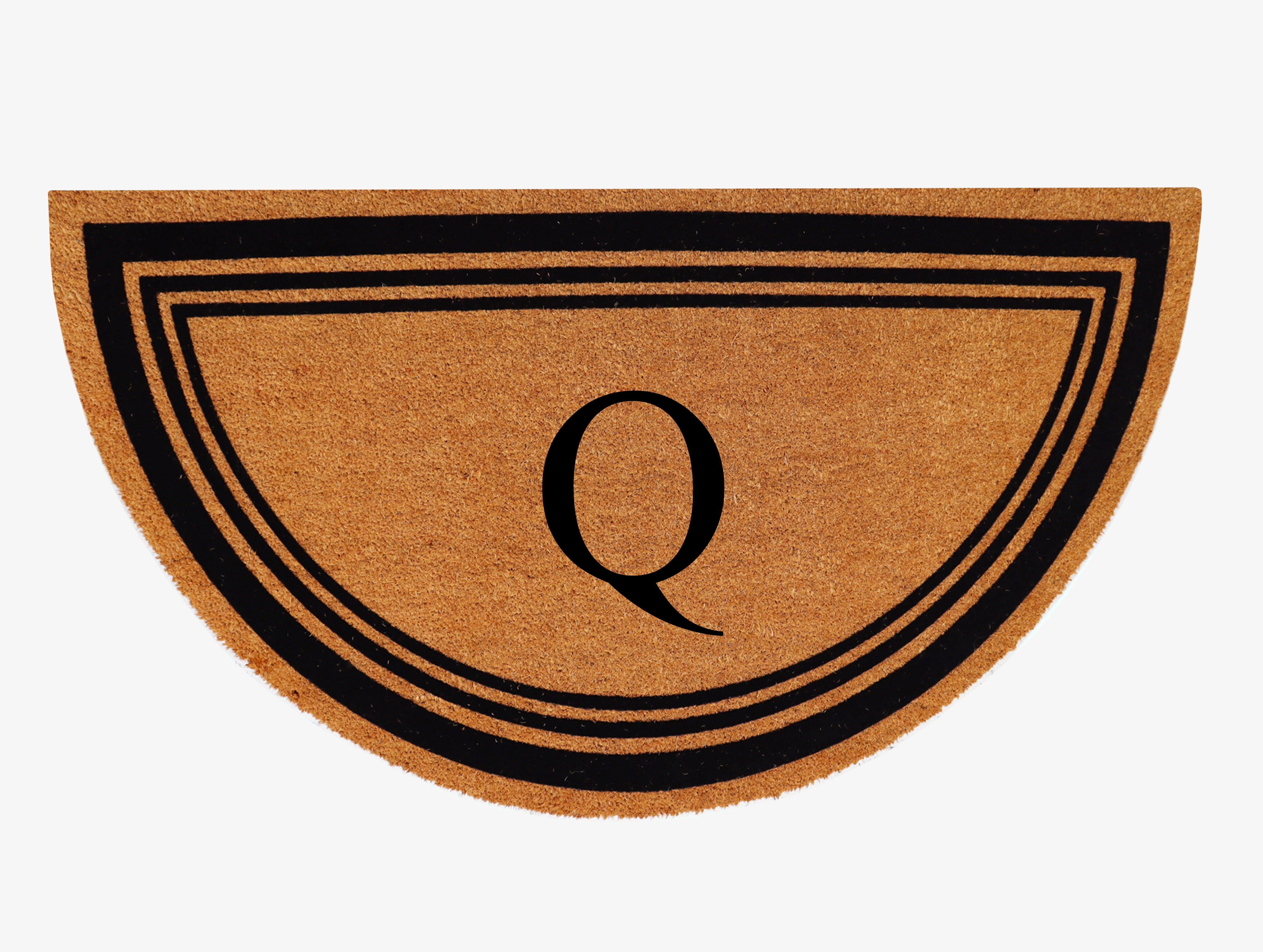 A1HC Natural Coir Flock Monogrammed Door Mat for Front Door, 30x60, Anti-Shed Treated Durable Doormat for Outdoor Entrance, Heavy Duty, Low Profile, Easy to Clean, Long Lasting, Front Porch Entry Rug