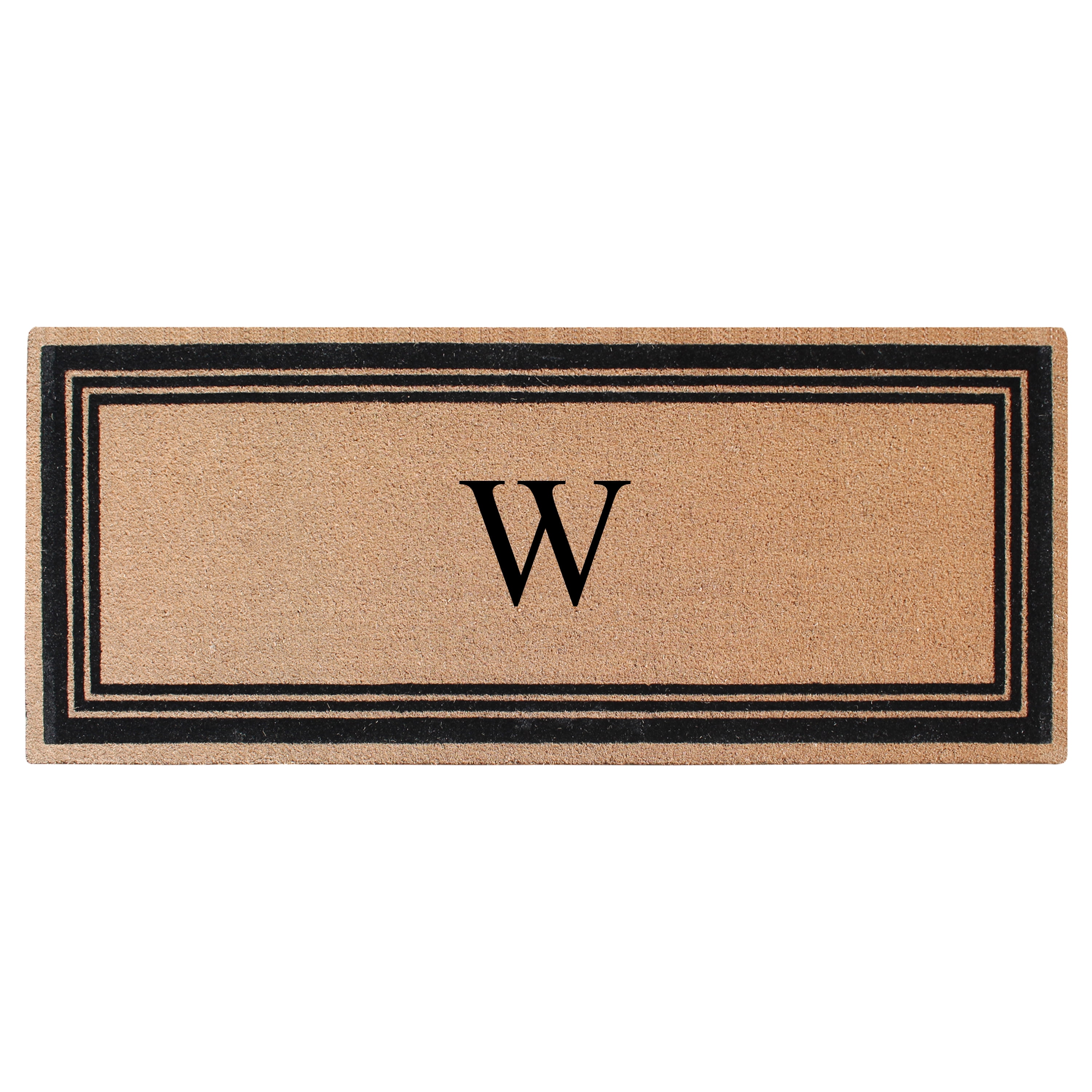A1HC Natural Coir Flock Monogrammed Door Mat for Front Door, 30x60, Anti-Shed Treated Durable Doormat Outdoor Entrance, Heavy Duty, Thin Profile, Easy to Clean, Long Lasting, Front Door Entry Doormat