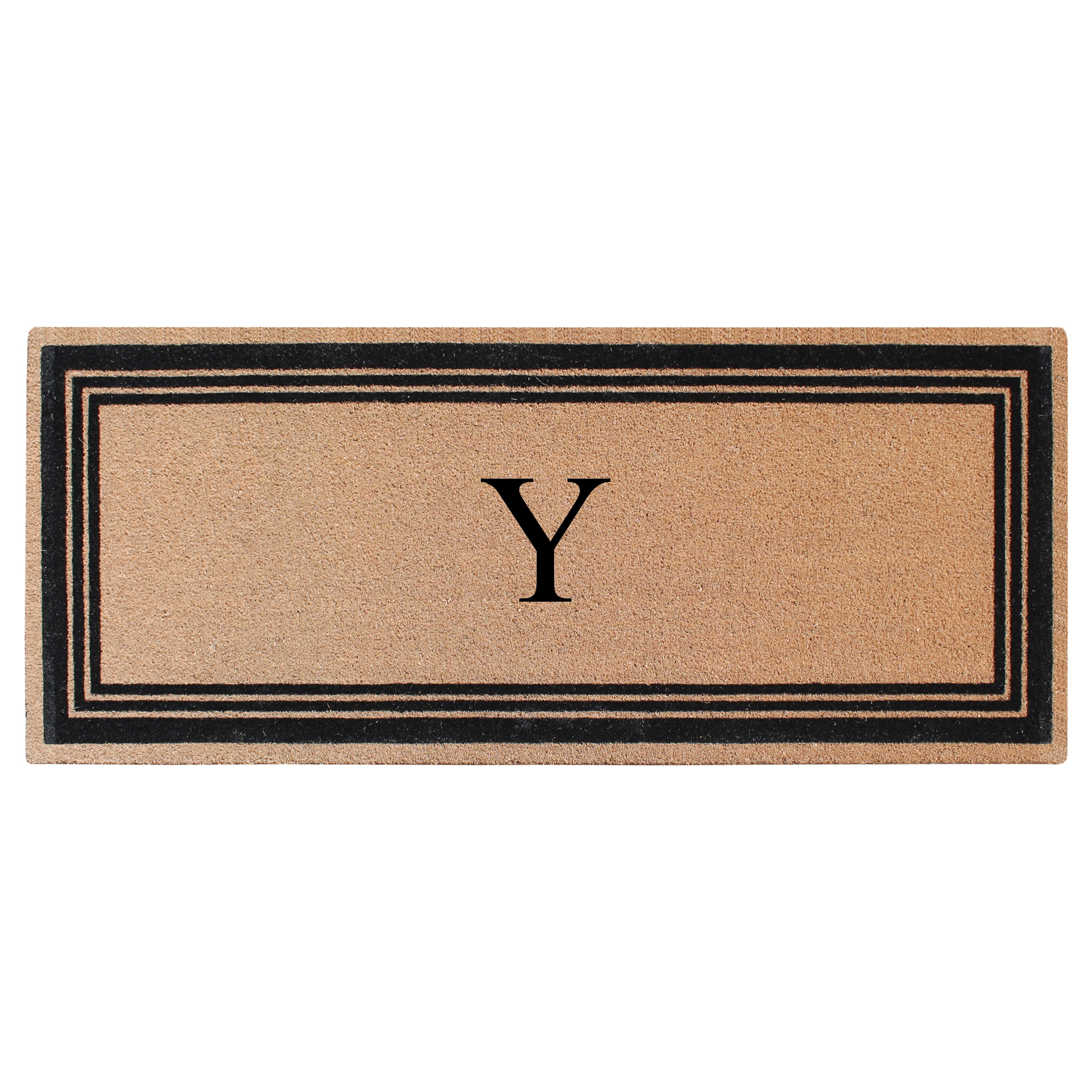 A1HC Natural Coir Flock Monogrammed Door Mat for Front Door, 30x60, Anti-Shed Treated Durable Doormat Outdoor Entrance, Heavy Duty, Thin Profile, Easy to Clean, Long Lasting, Front Door Entry Doormat