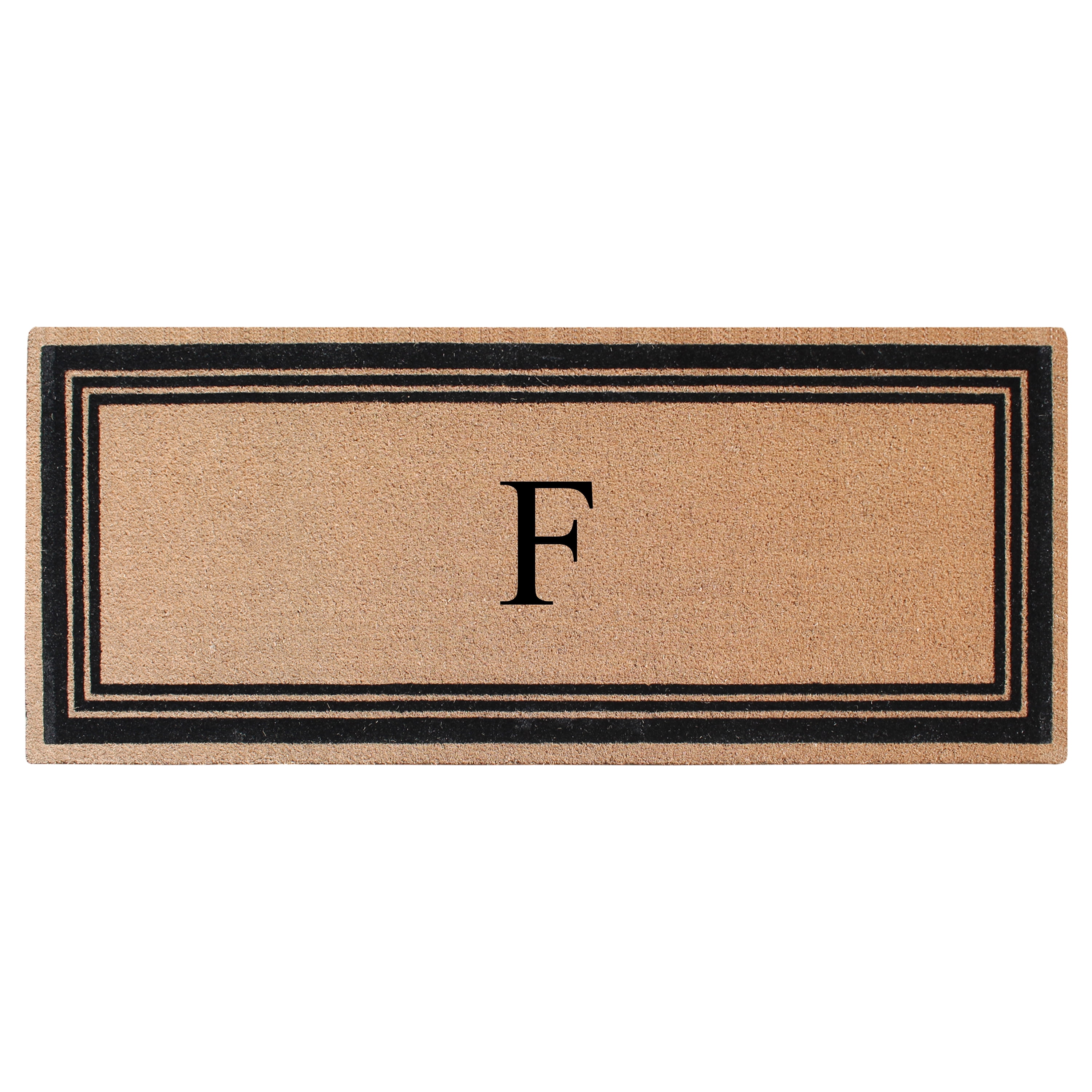 A1HC Natural Coir Flock Monogrammed Door Mat for Front Door, 30x60, Anti-Shed Treated Durable Doormat Outdoor Entrance, Heavy Duty, Thin Profile, Easy to Clean, Long Lasting, Front Door Entry Doormat