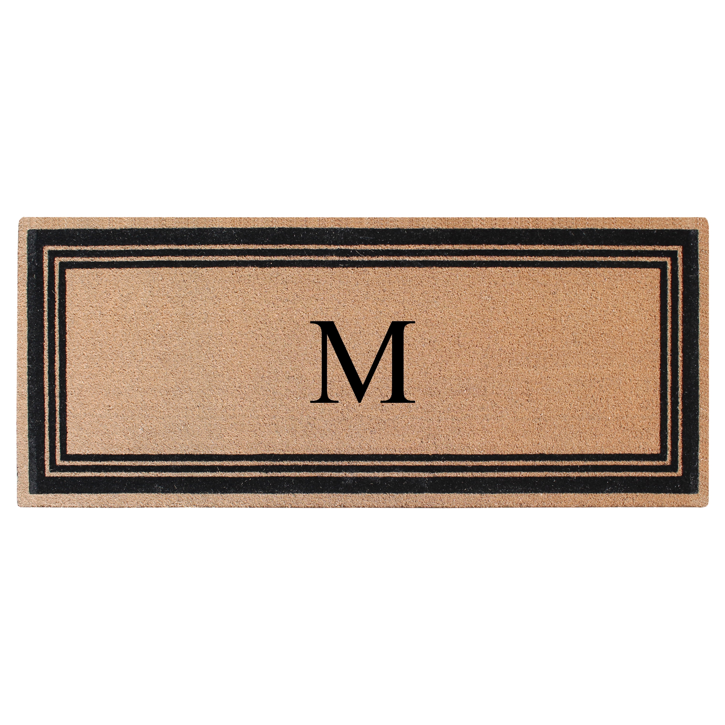 A1HC Natural Coir Flock Monogrammed Door Mat for Front Door, 30x60, Anti-Shed Treated Durable Doormat Outdoor Entrance, Heavy Duty, Thin Profile, Easy to Clean, Long Lasting, Front Door Entry Doormat