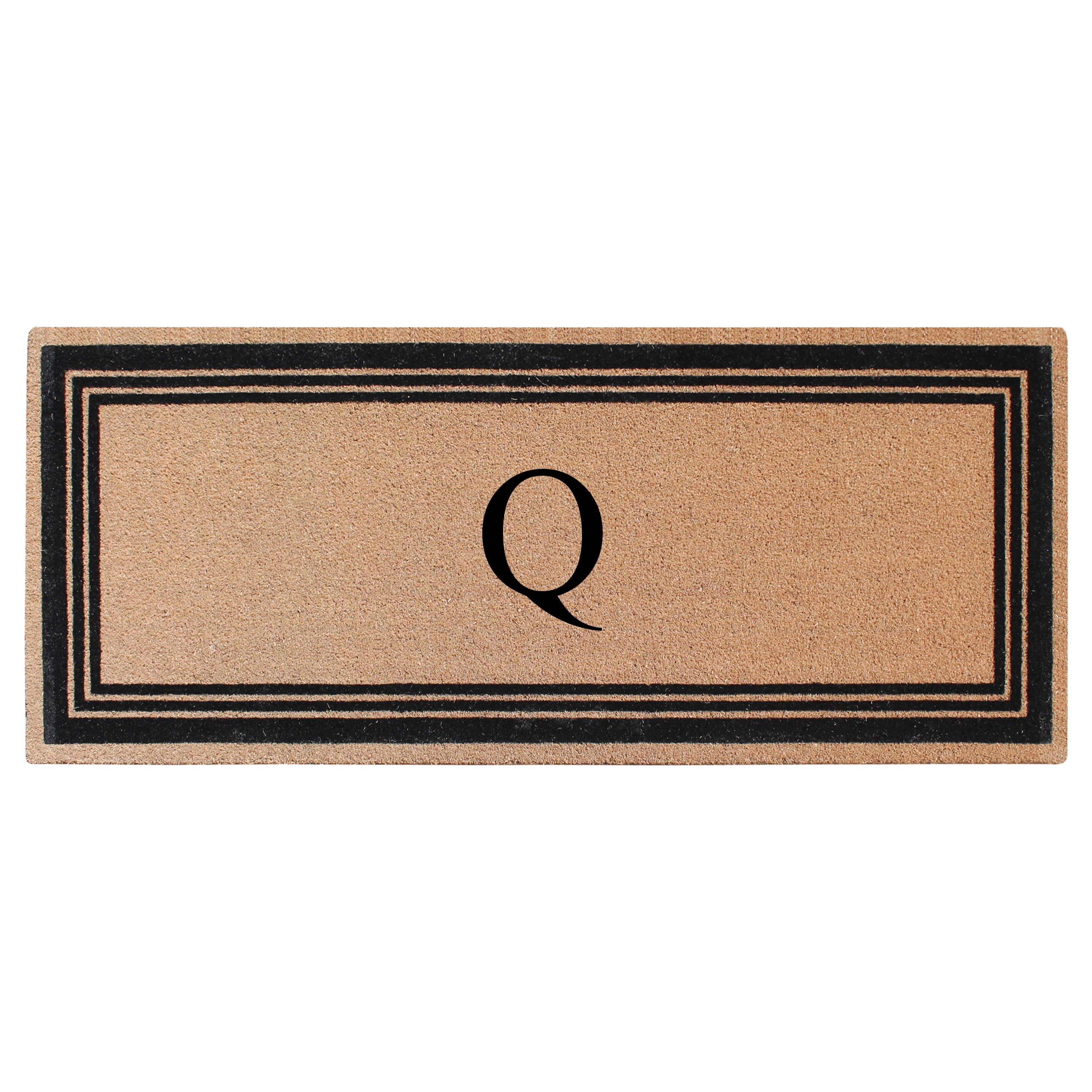 A1HC Natural Coir Flock Monogrammed Door Mat for Front Door, 30x60, Anti-Shed Treated Durable Doormat Outdoor Entrance, Heavy Duty, Thin Profile, Easy to Clean, Long Lasting, Front Door Entry Doormat