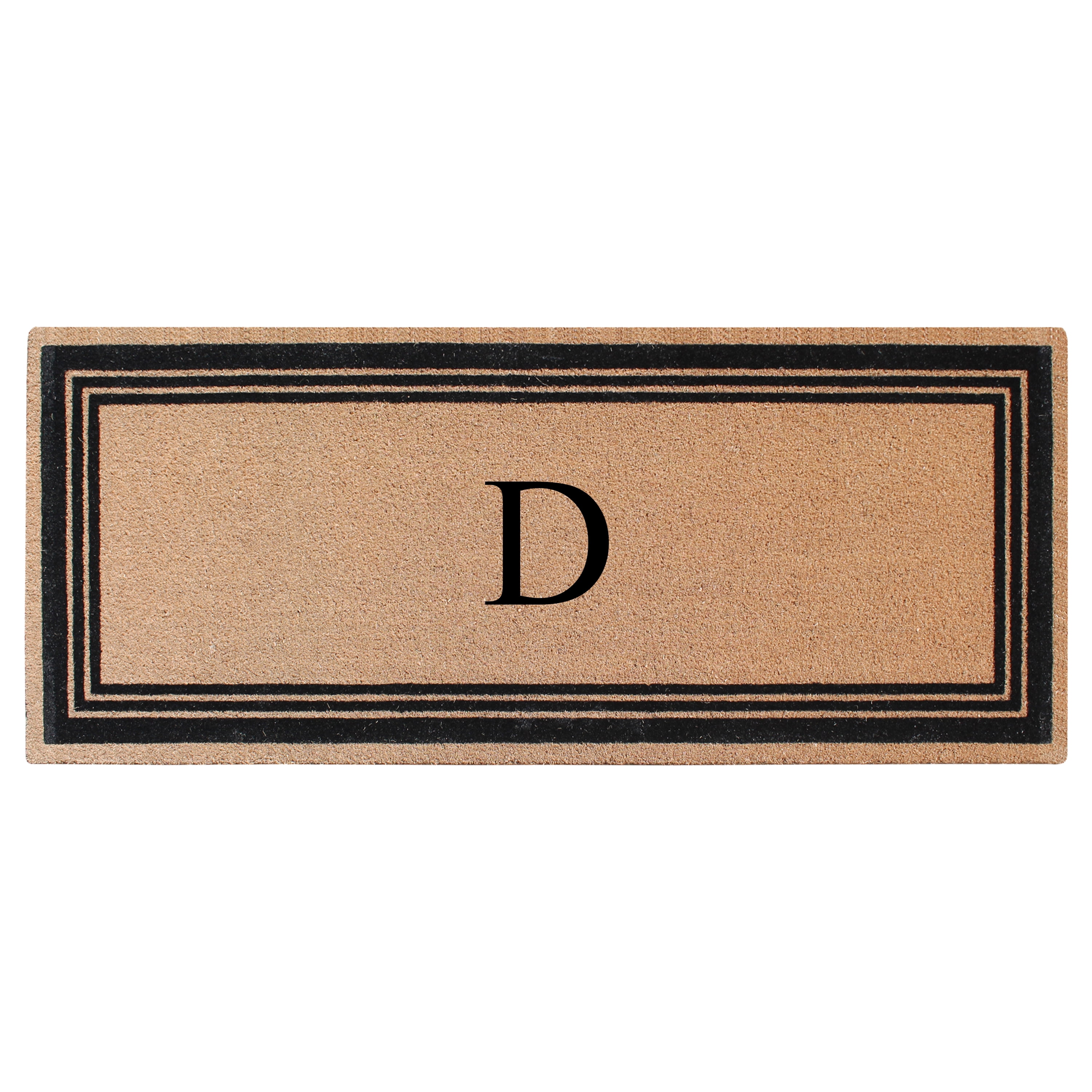 A1HC Natural Coir Flock Monogrammed Door Mat for Front Door, 30x60, Anti-Shed Treated Durable Doormat Outdoor Entrance, Heavy Duty, Thin Profile, Easy to Clean, Long Lasting, Front Door Entry Doormat