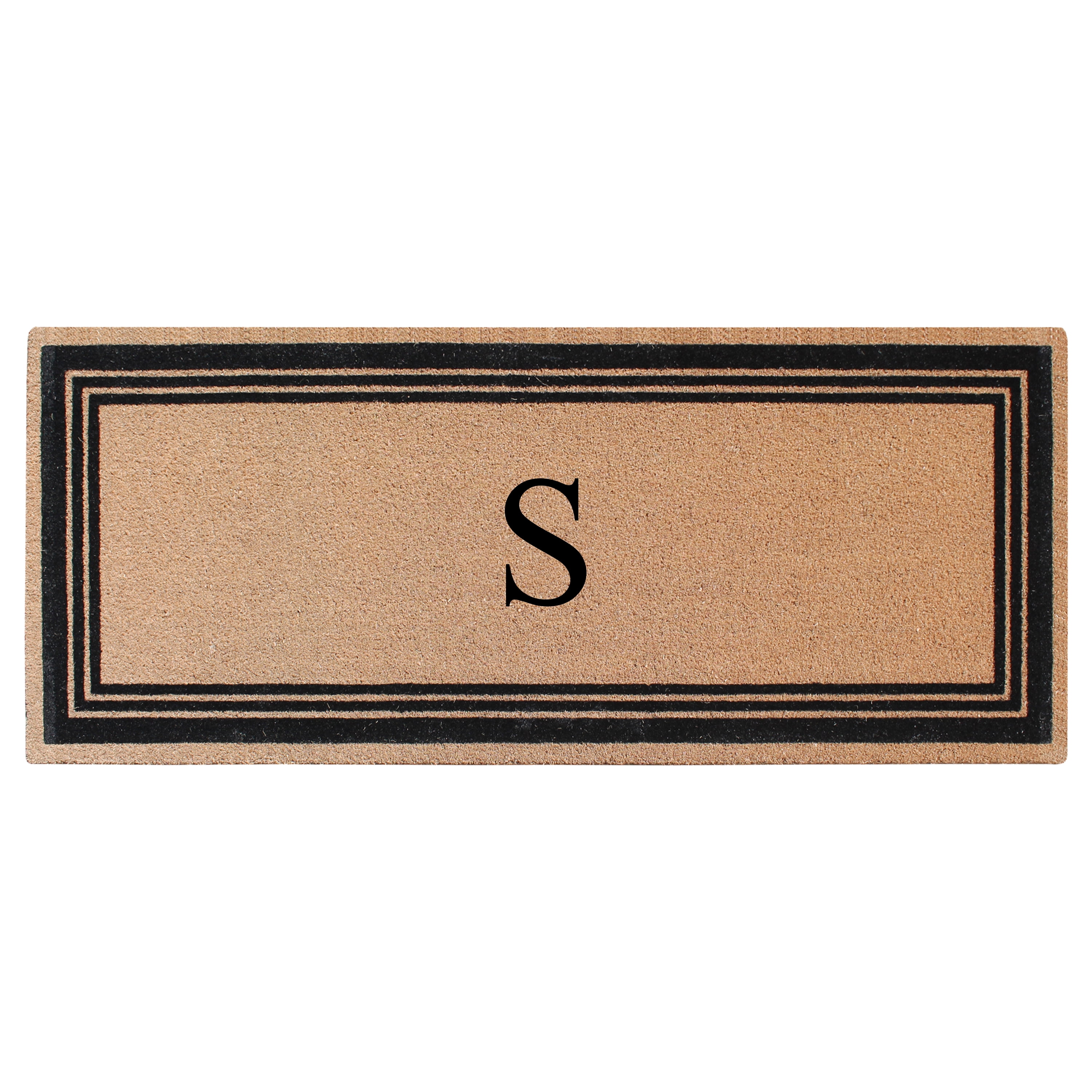 A1HC Natural Coir Flock Monogrammed Door Mat for Front Door, 30x60, Anti-Shed Treated Durable Doormat Outdoor Entrance, Heavy Duty, Thin Profile, Easy to Clean, Long Lasting, Front Door Entry Doormat