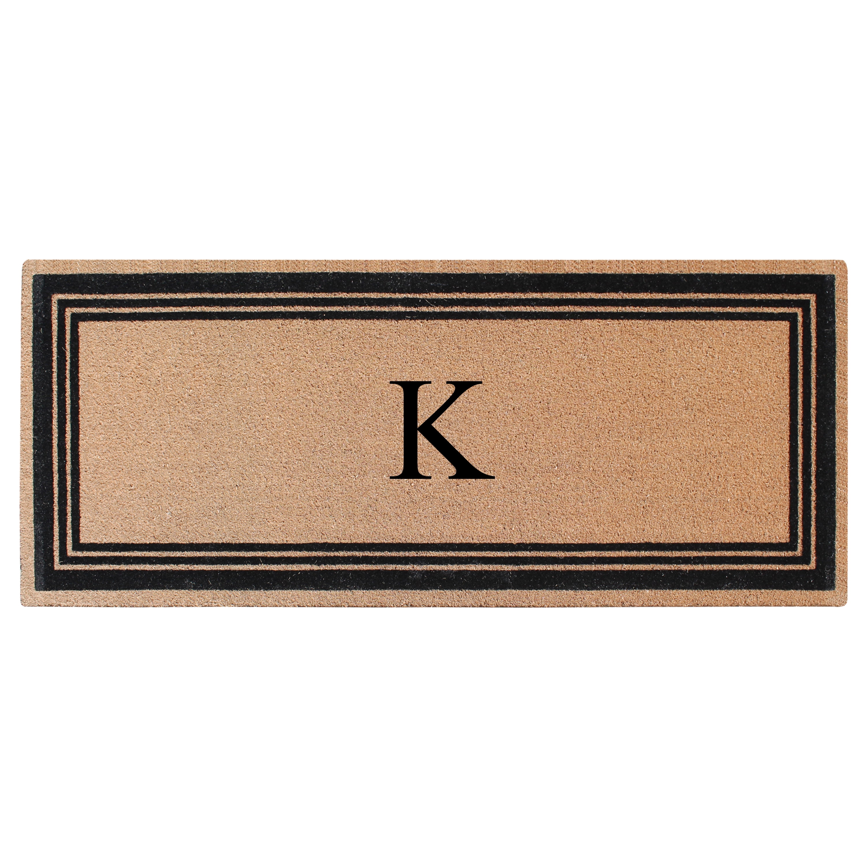A1HC Natural Coir Flock Monogrammed Door Mat for Front Door, 30x60, Anti-Shed Treated Durable Doormat Outdoor Entrance, Heavy Duty, Thin Profile, Easy to Clean, Long Lasting, Front Door Entry Doormat