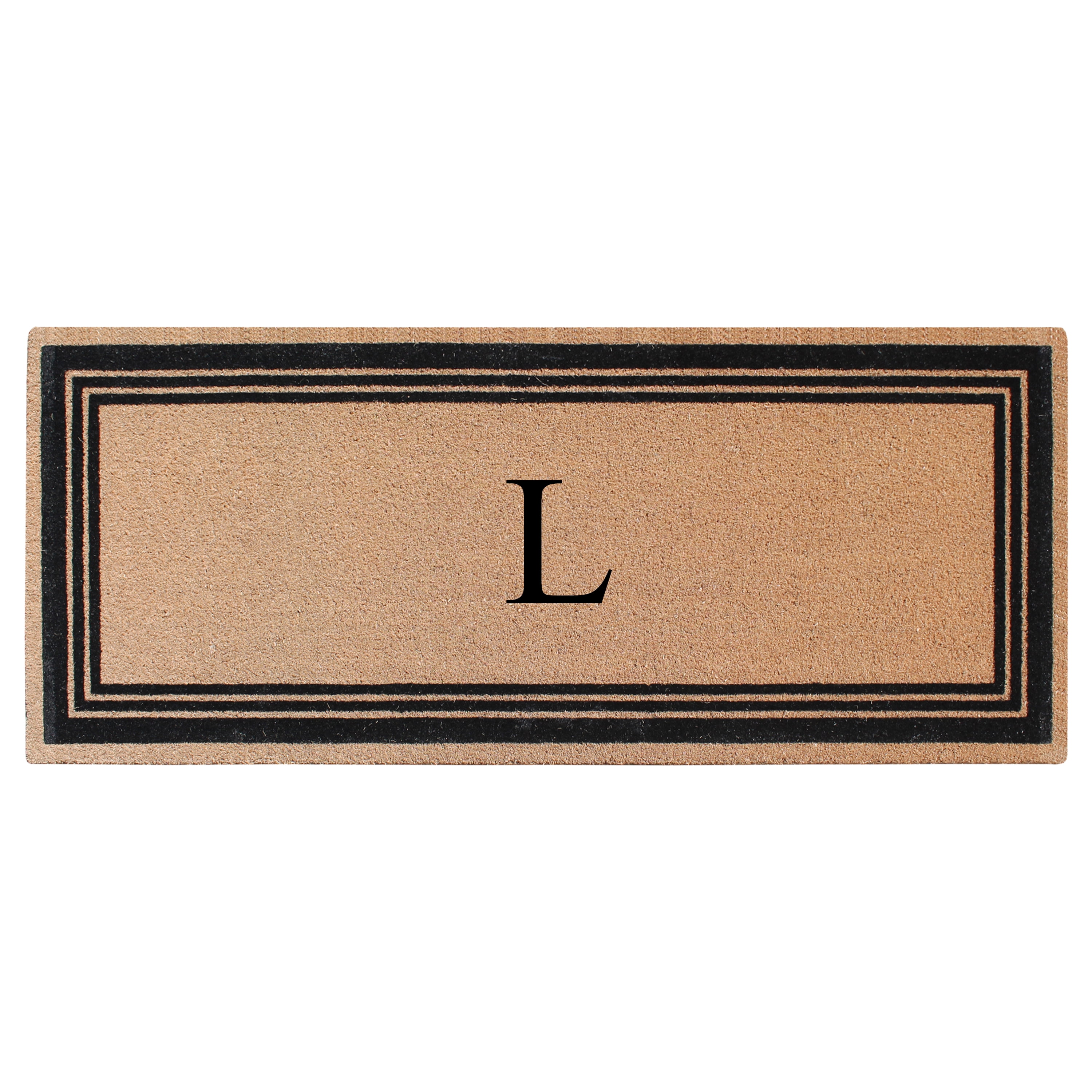A1HC Natural Coir Flock Monogrammed Door Mat for Front Door, 30x60, Anti-Shed Treated Durable Doormat Outdoor Entrance, Heavy Duty, Thin Profile, Easy to Clean, Long Lasting, Front Door Entry Doormat