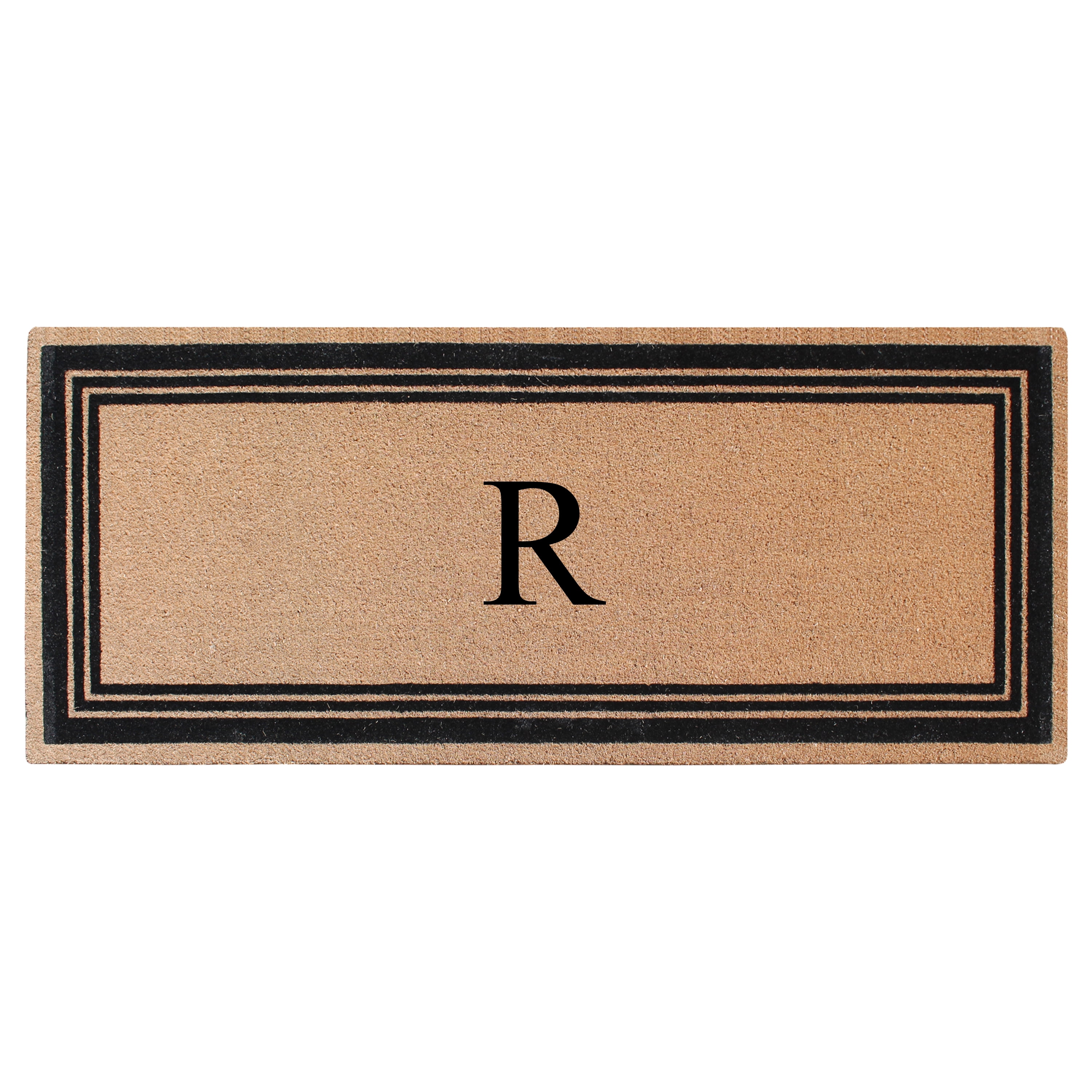 A1HC Natural Coir Flock Monogrammed Door Mat for Front Door, 30x60, Anti-Shed Treated Durable Doormat Outdoor Entrance, Heavy Duty, Thin Profile, Easy to Clean, Long Lasting, Front Door Entry Doormat