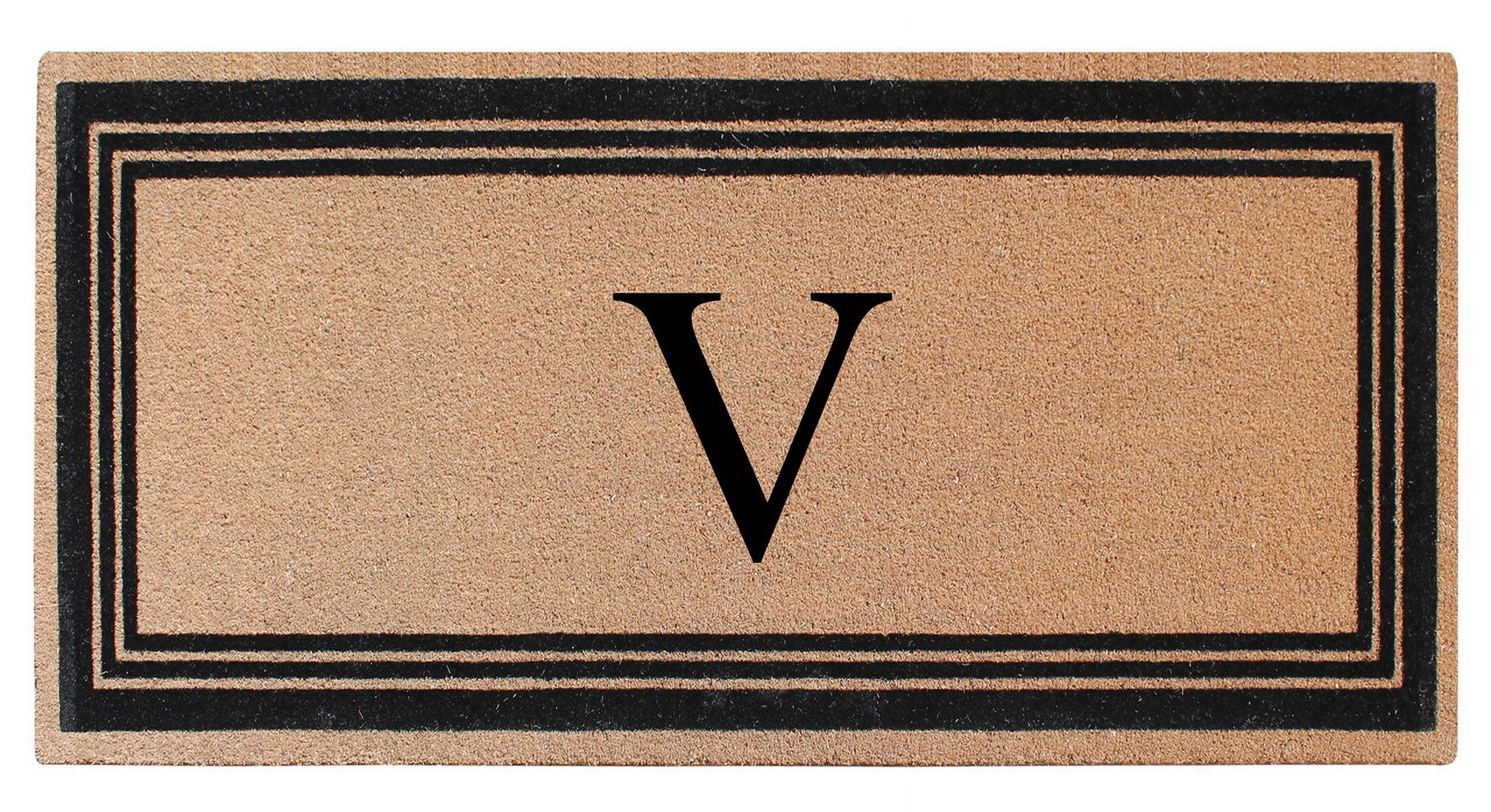 A1HC Natural Coir Flock Monogrammed Door Mat for Front Door, 30x60, Anti-Shed Treated Durable Doormat Outdoor Entrance, Heavy Duty, Thin Profile, Easy to Clean, Long Lasting, Front Door Entry Doormat