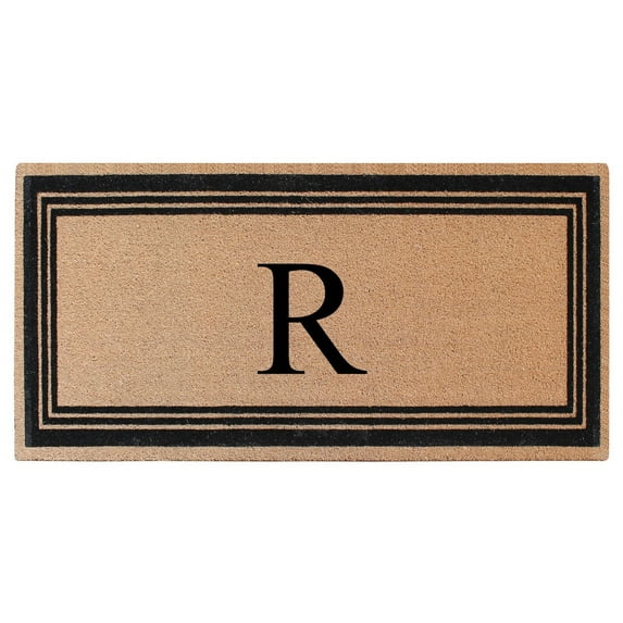 A1HC Natural Coir Flock Monogrammed Door Mat for Front Door, 36x72, Anti-Shed Treated Durable Doormat Outdoor Entrance, Heavy Duty, Thin Profile, Easy to Clean, Long Lasting, Front Door Entry Doormat