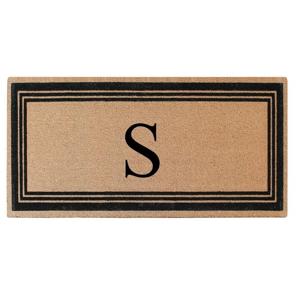 A1HC Natural Coir Flock Monogrammed Door Mat for Front Door, 36x72, Anti-Shed Treated Durable Doormat Outdoor Entrance, Heavy Duty, Thin Profile, Easy to Clean, Long Lasting, Front Door Entry Doormat