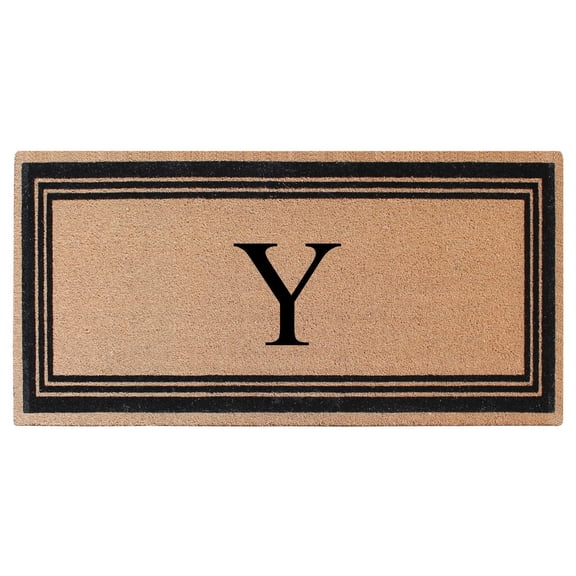 A1HC Natural Coir Flock Monogrammed Door Mat for Front Door, 36x72, Anti-Shed Treated Durable Doormat Outdoor Entrance, Heavy Duty, Thin Profile, Easy to Clean, Long Lasting, Front Door Entry Doormat